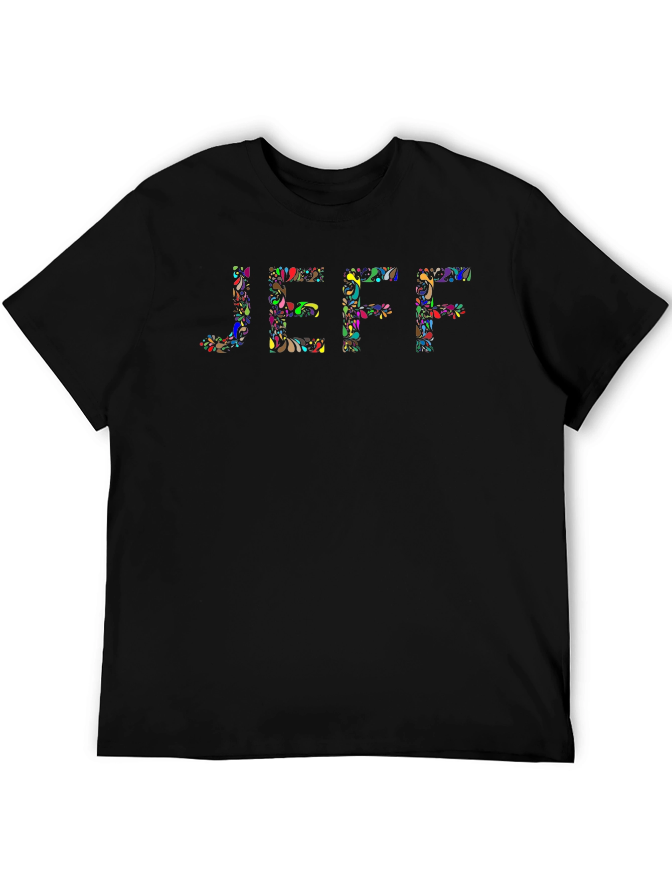Black JEFF Floral Word Art Black T-Shirt view 5