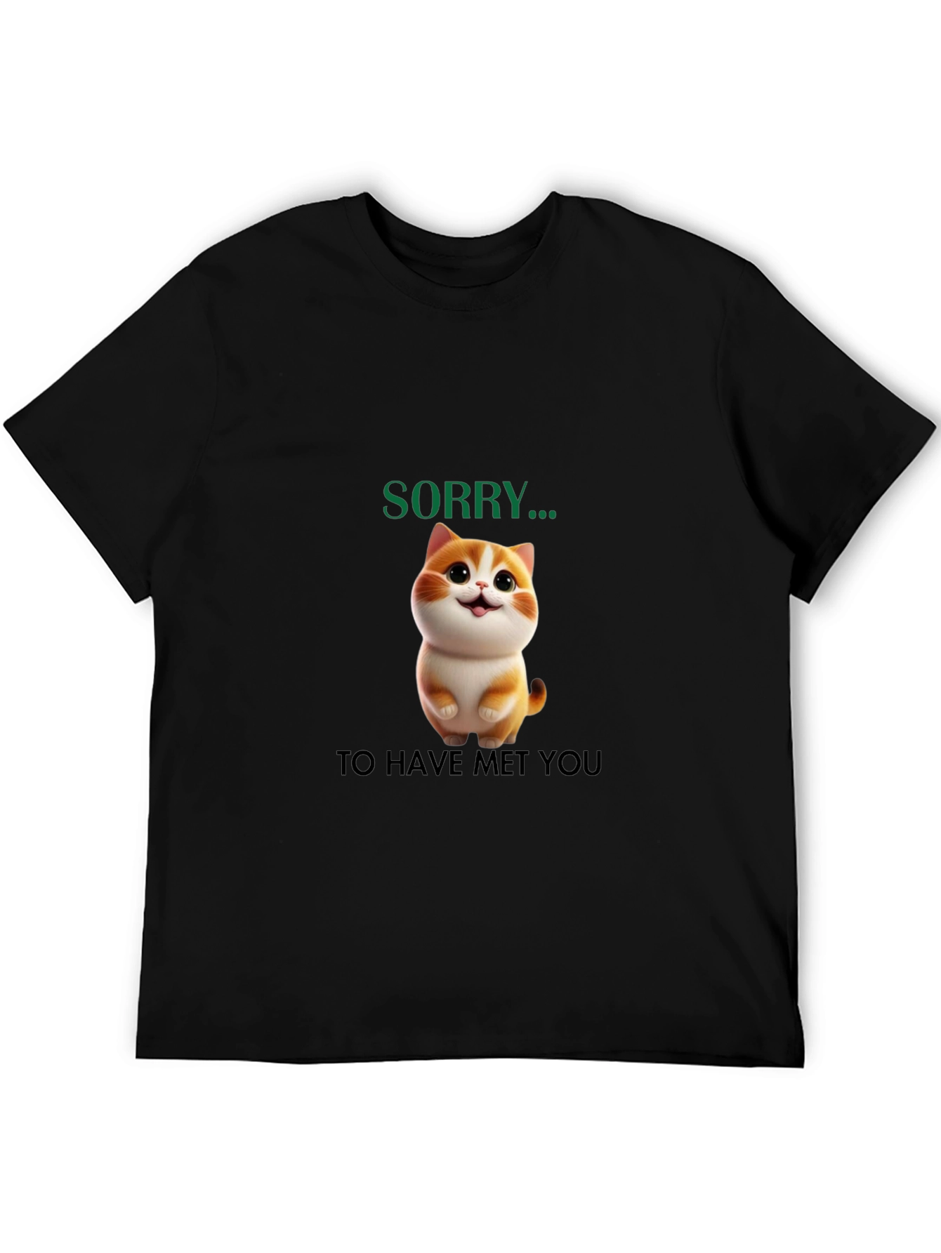 Black Cute Cat "Sorry..." Graphic Tee view 5