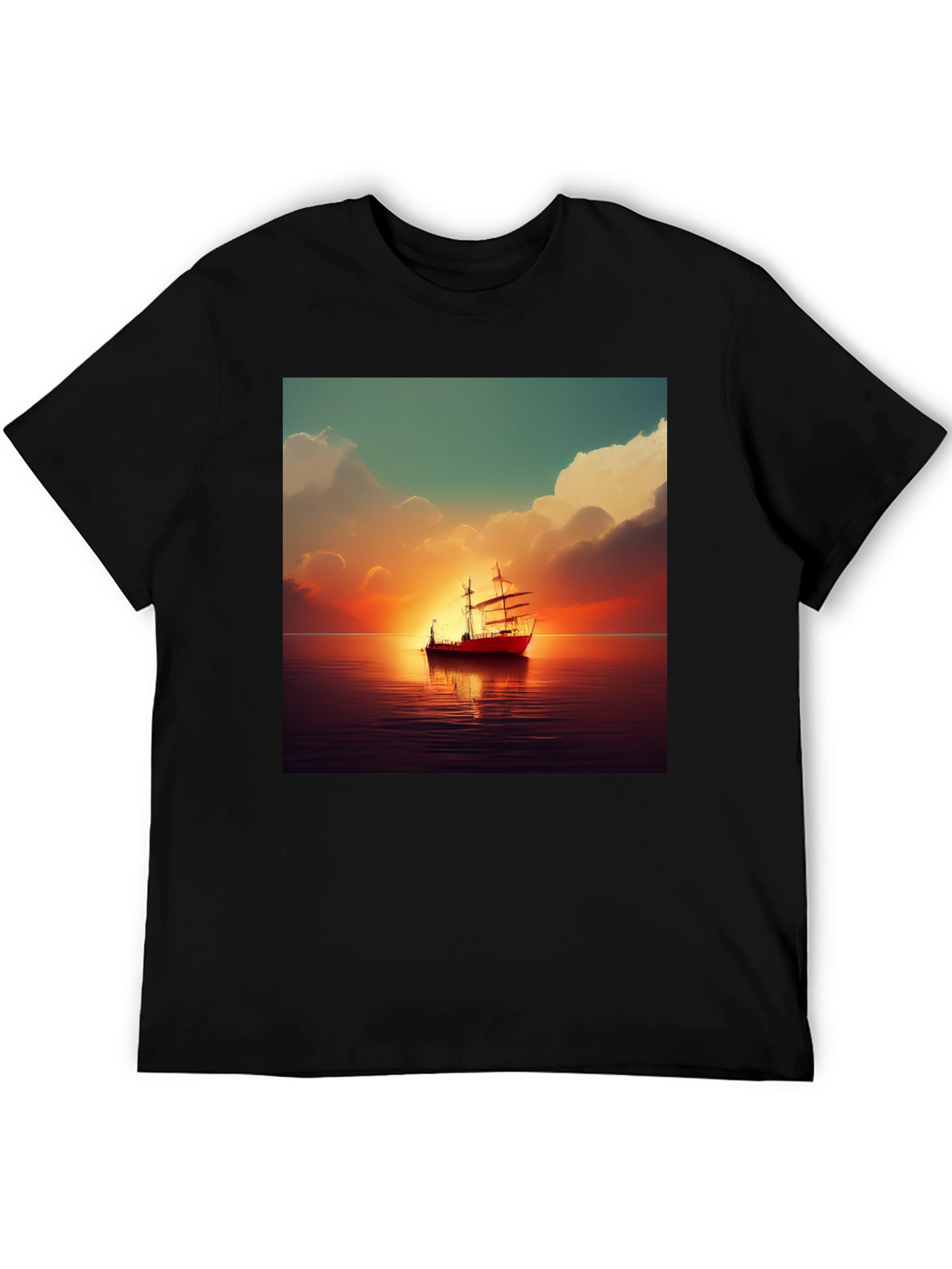 Black Sunset Sailboat Graphic Tee view 5