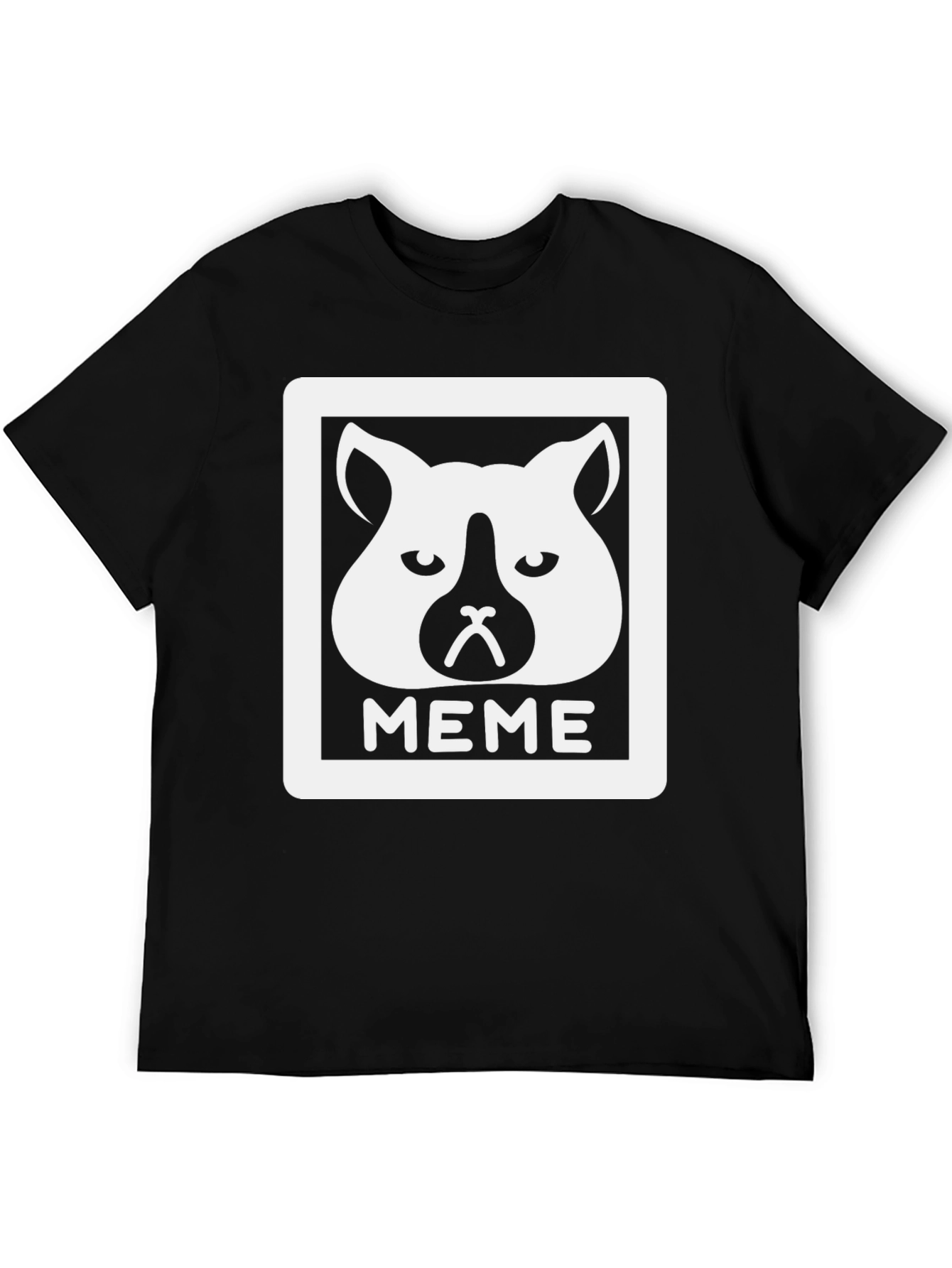 Black Meme Cat Graphic Tee - Cool Black T-Shirt view 5