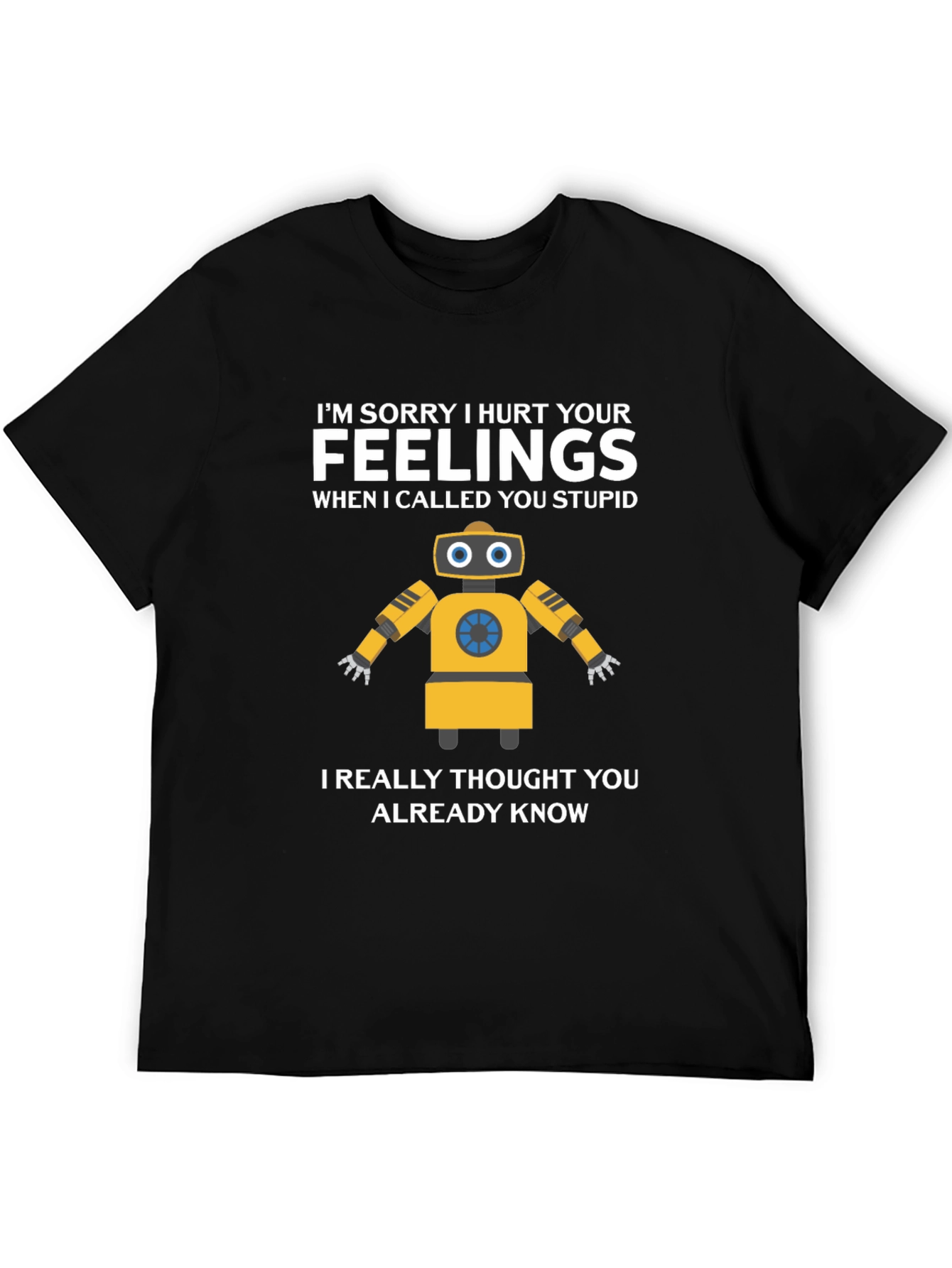 Black Funny Robot Apology Graphic T-Shirt view 5