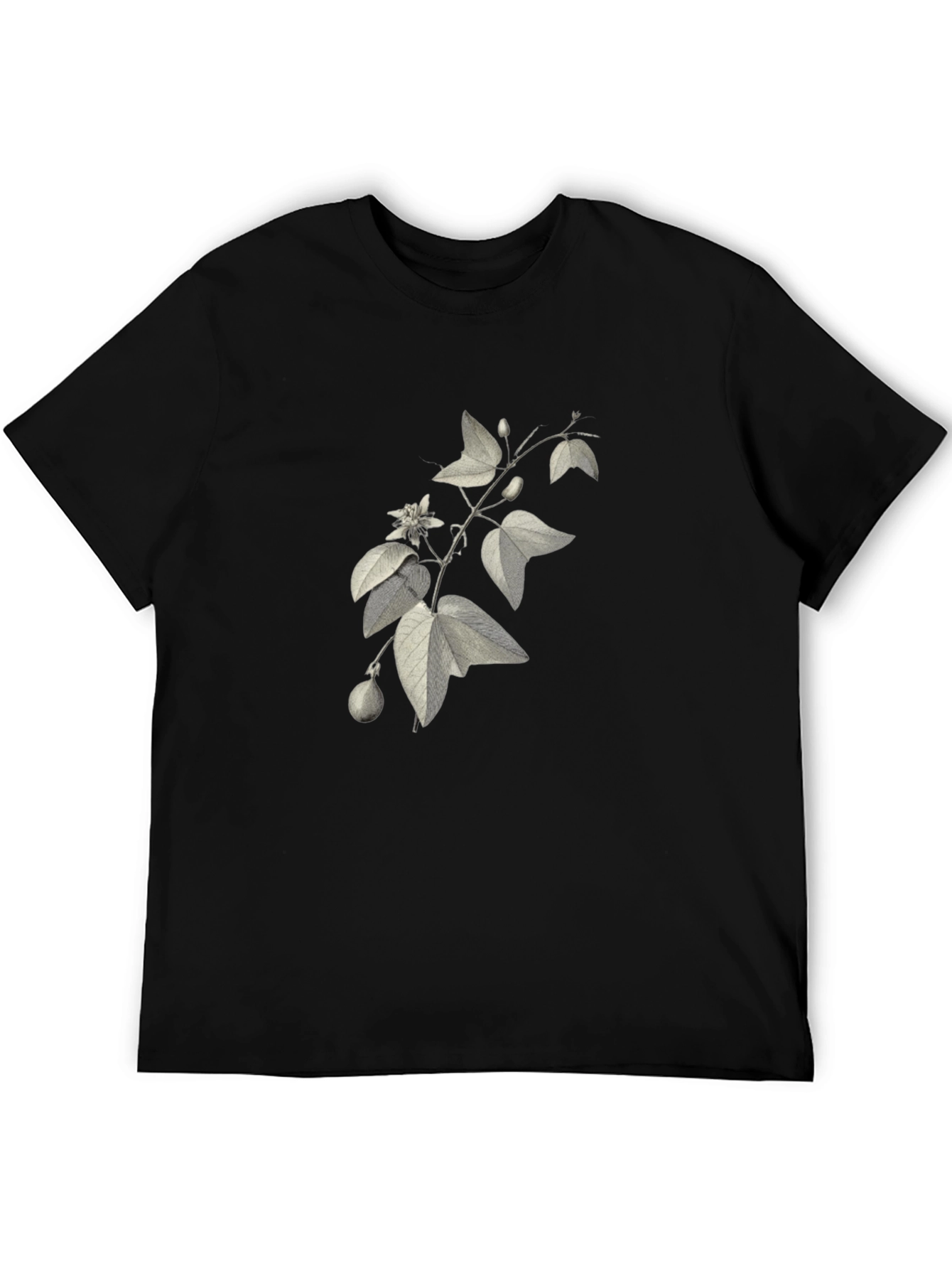 Black Botanical Print Black T-Shirt view 5