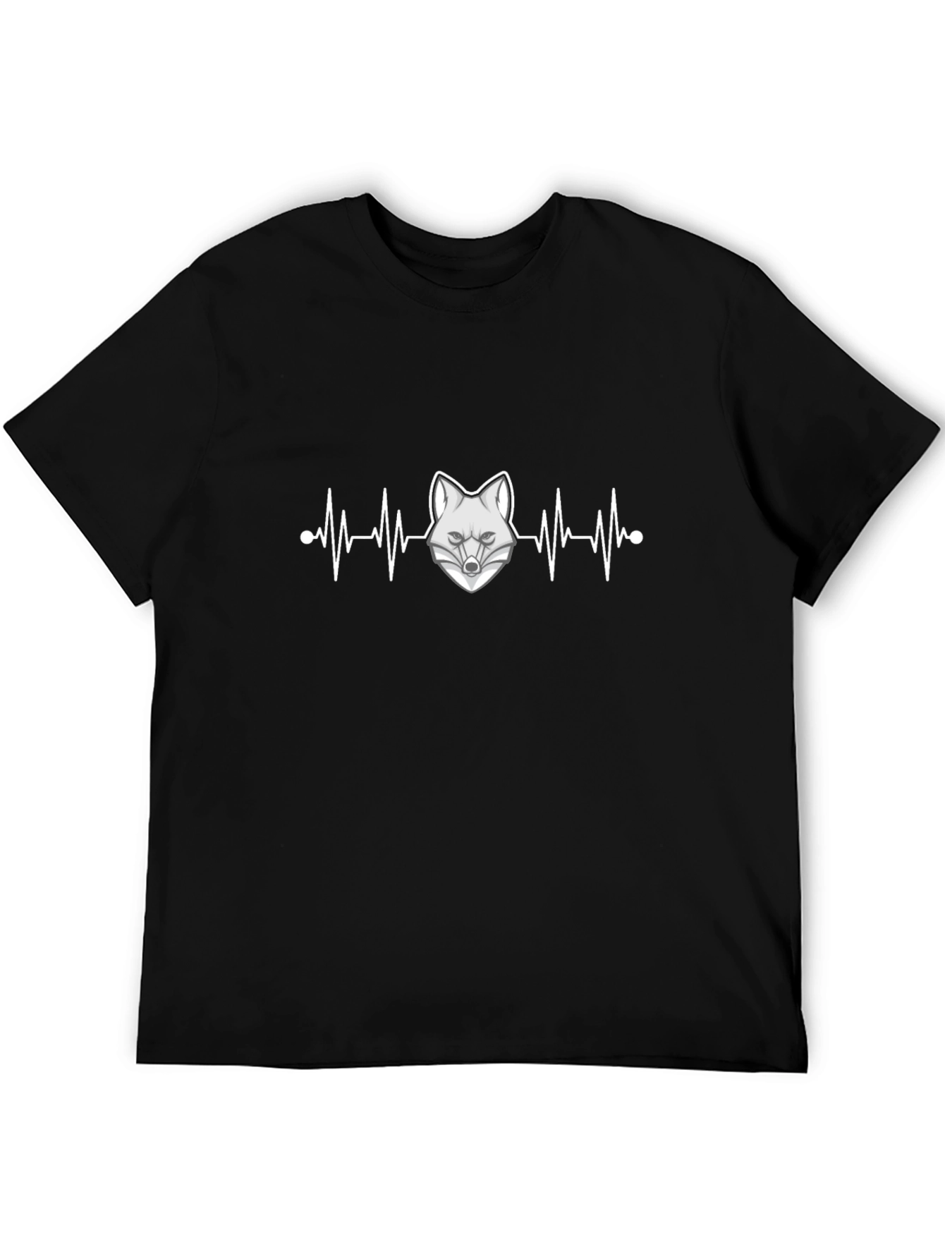 Black Fox Heartbeat T-Shirt - Cool Graphic Tee view 5