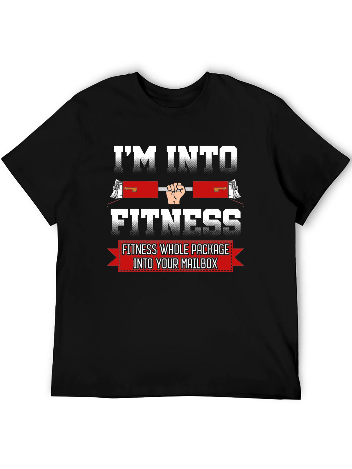 Black I'm Into Fitness T-Shirt Funny Gym Workout Tee view 5