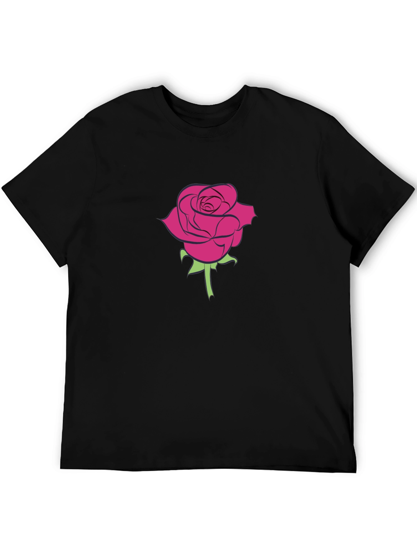 Black Rose Graphic Tee - Men's Black Cotton T-Shirt view 5