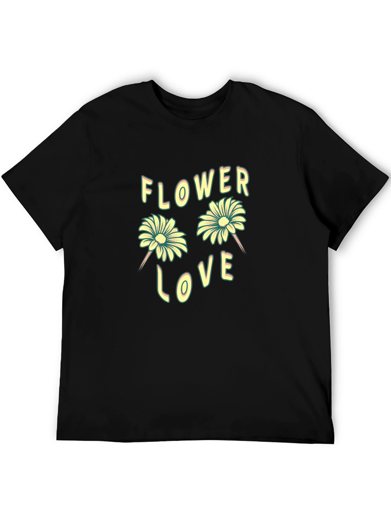 Black Flower Love Graphic Tee - Trendy Unisex T-Shirt view 5