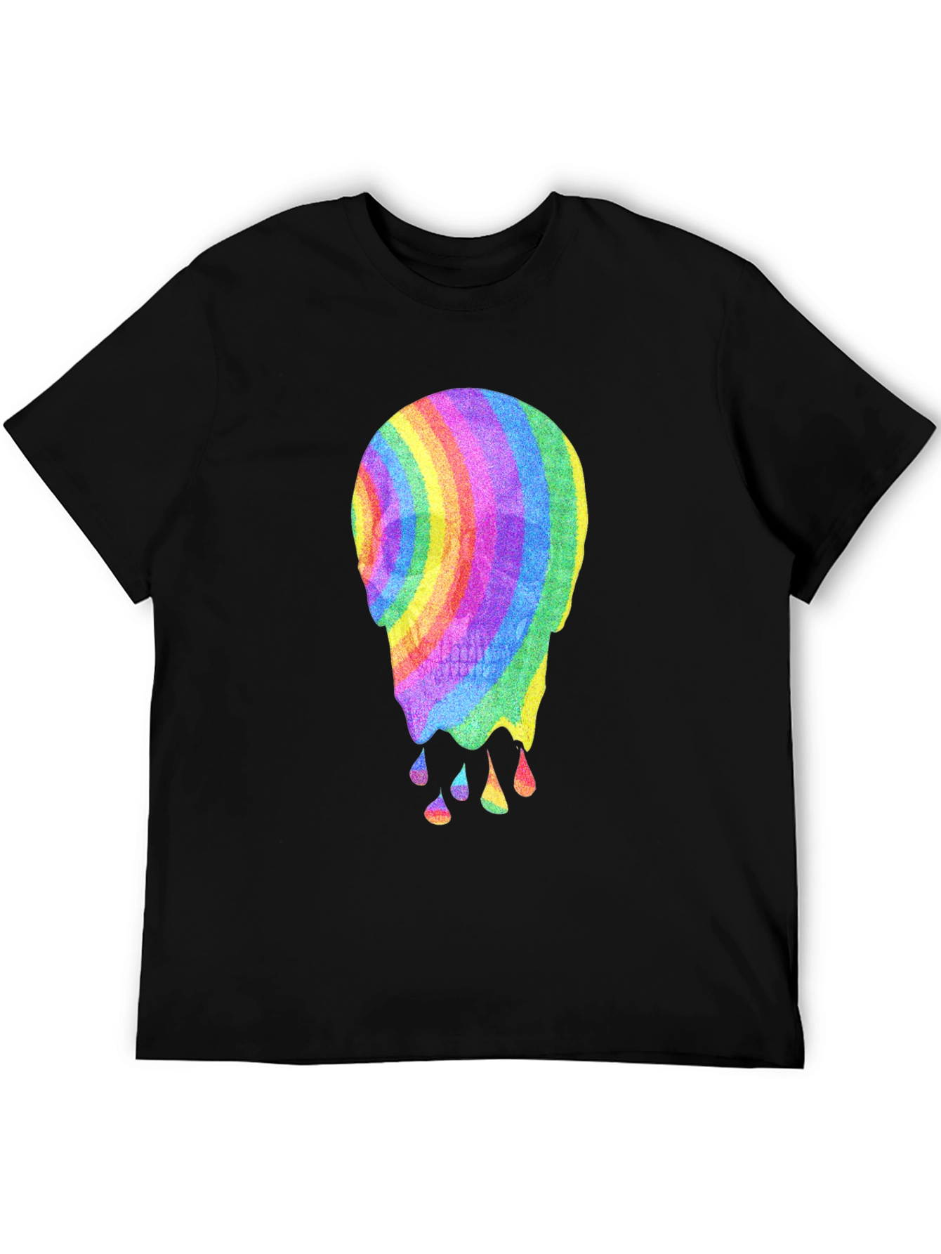Black Rainbow Melting Skull Graphic Tee view 5