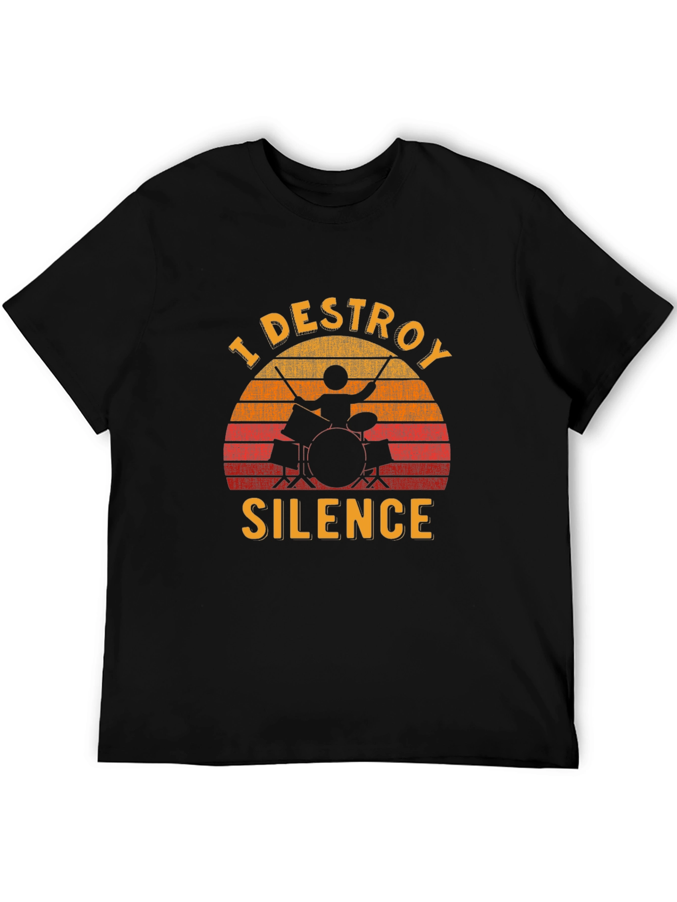 Black I Destroy Silence Drummer T-Shirt view 5