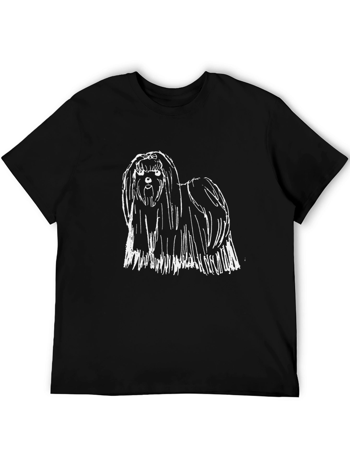 Black Shih Tzu Sketch Black T-Shirt - Cute Dog Lover Tee view 5