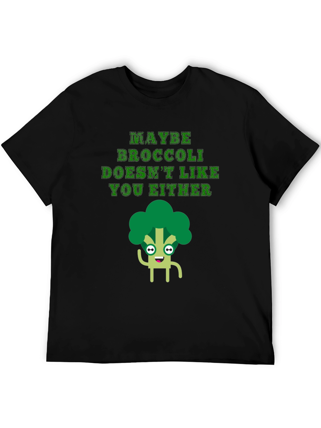 Black Funny Broccoli T-Shirt - Maybe Broccoli Doesn't Like You Either view 5