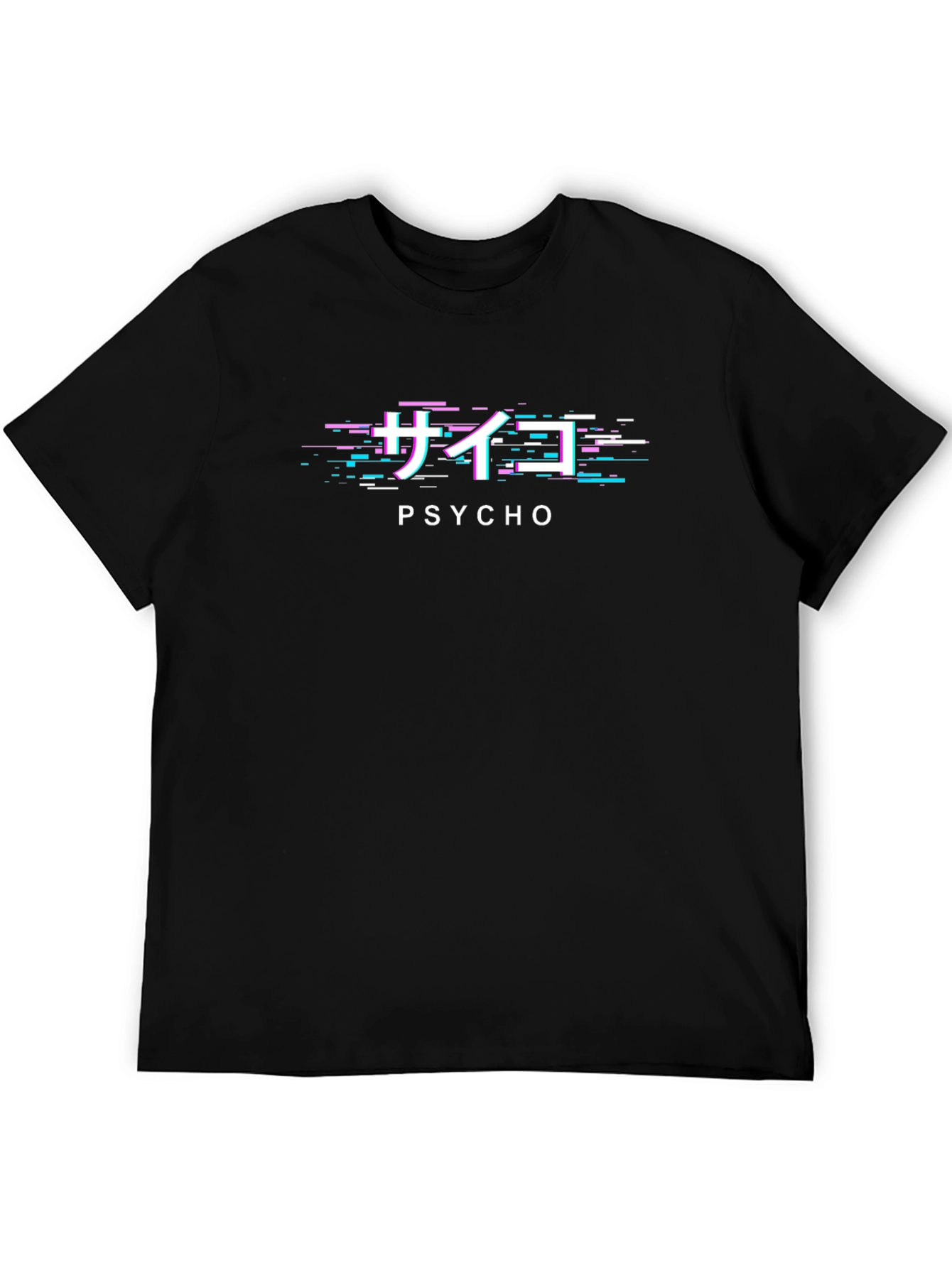 Black Psycho Glitch Text T-Shirt - Cool Japanese Inspired Design view 5