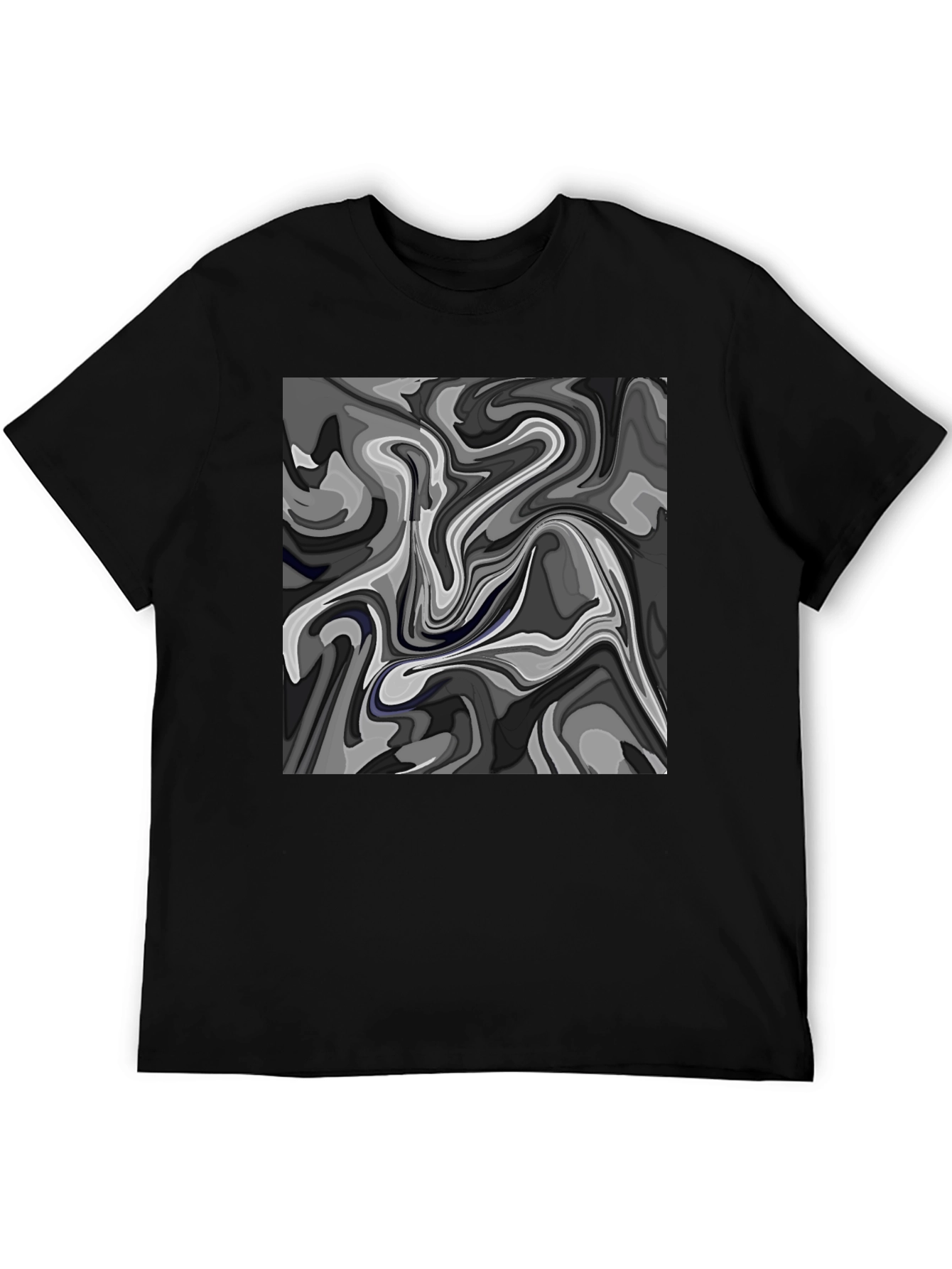 Black Abstract Swirl Graphic T-Shirt view 5