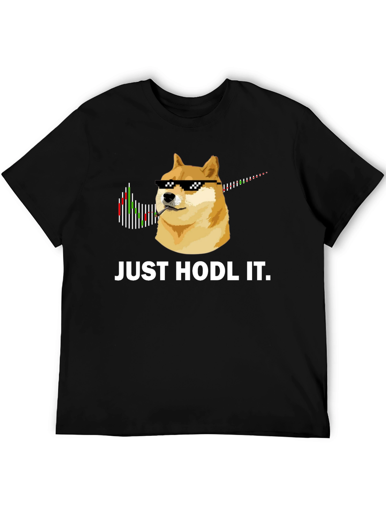 Black Just Hodl It T-Shirt: Crypto Doge Meme Tee view 5