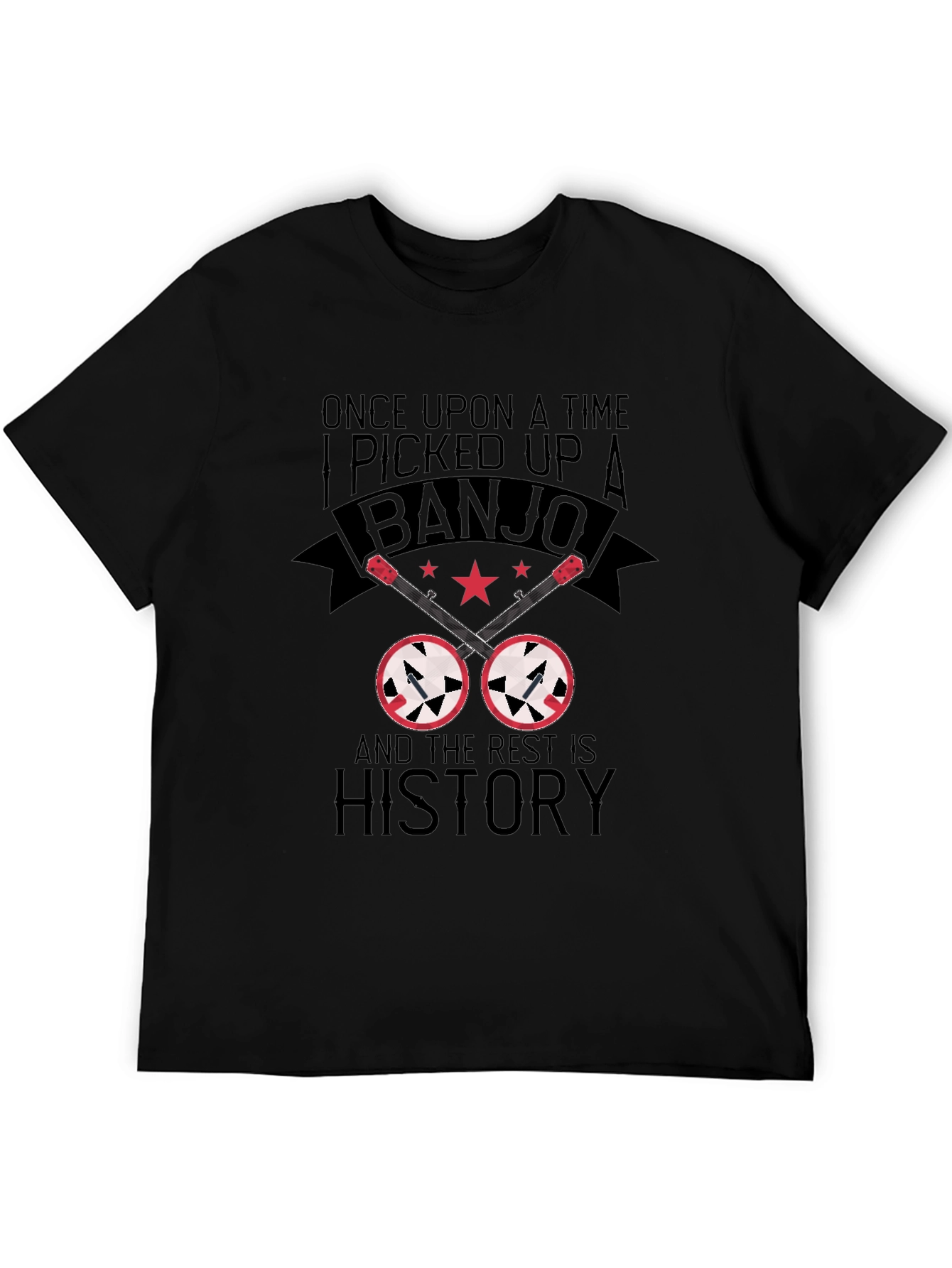 Black Banjo Player T-Shirt: Once Upon a Time I Picked Up a Banjo view 5