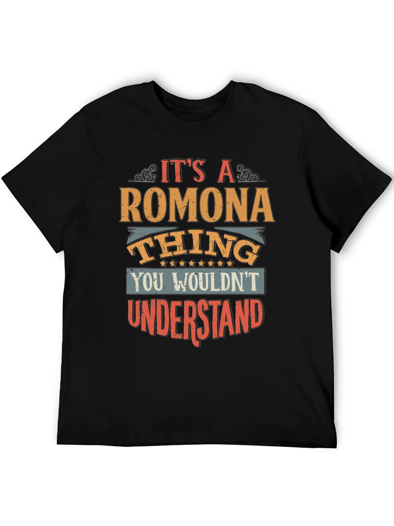 Black Romona Thing - Funny Custom Name T-Shirt view 5