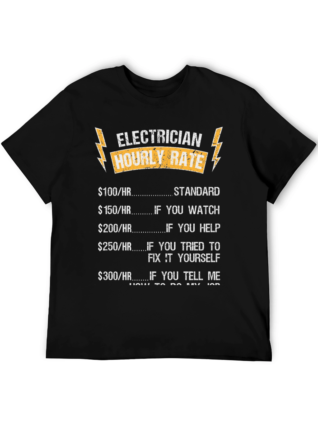 Black Electrician Hourly Rate T-Shirt Funny Job Tee view 5