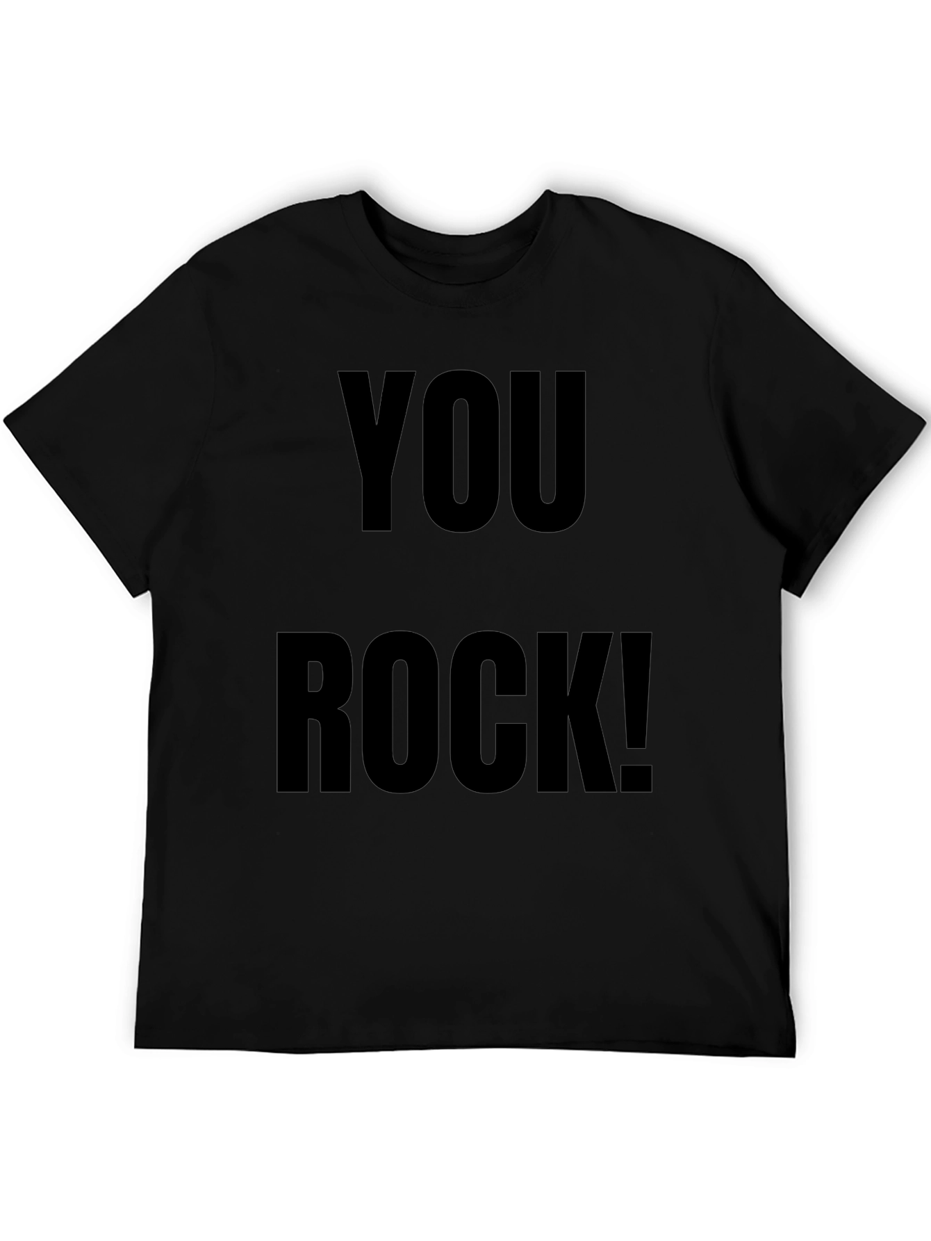 Black You Rock! Graphic Tee - Trendy Black Cotton T-Shirt view 5