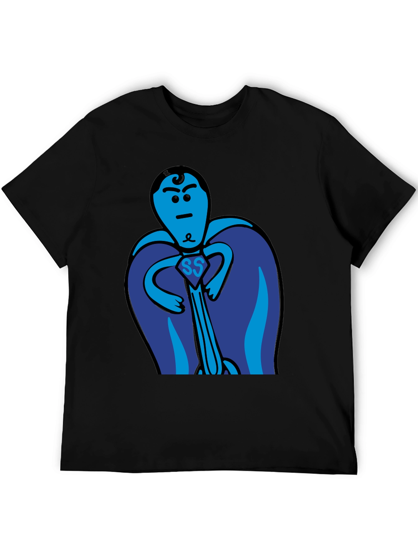 Black Superhero Cartoon T-Shirt - Black Cotton Tee view 5