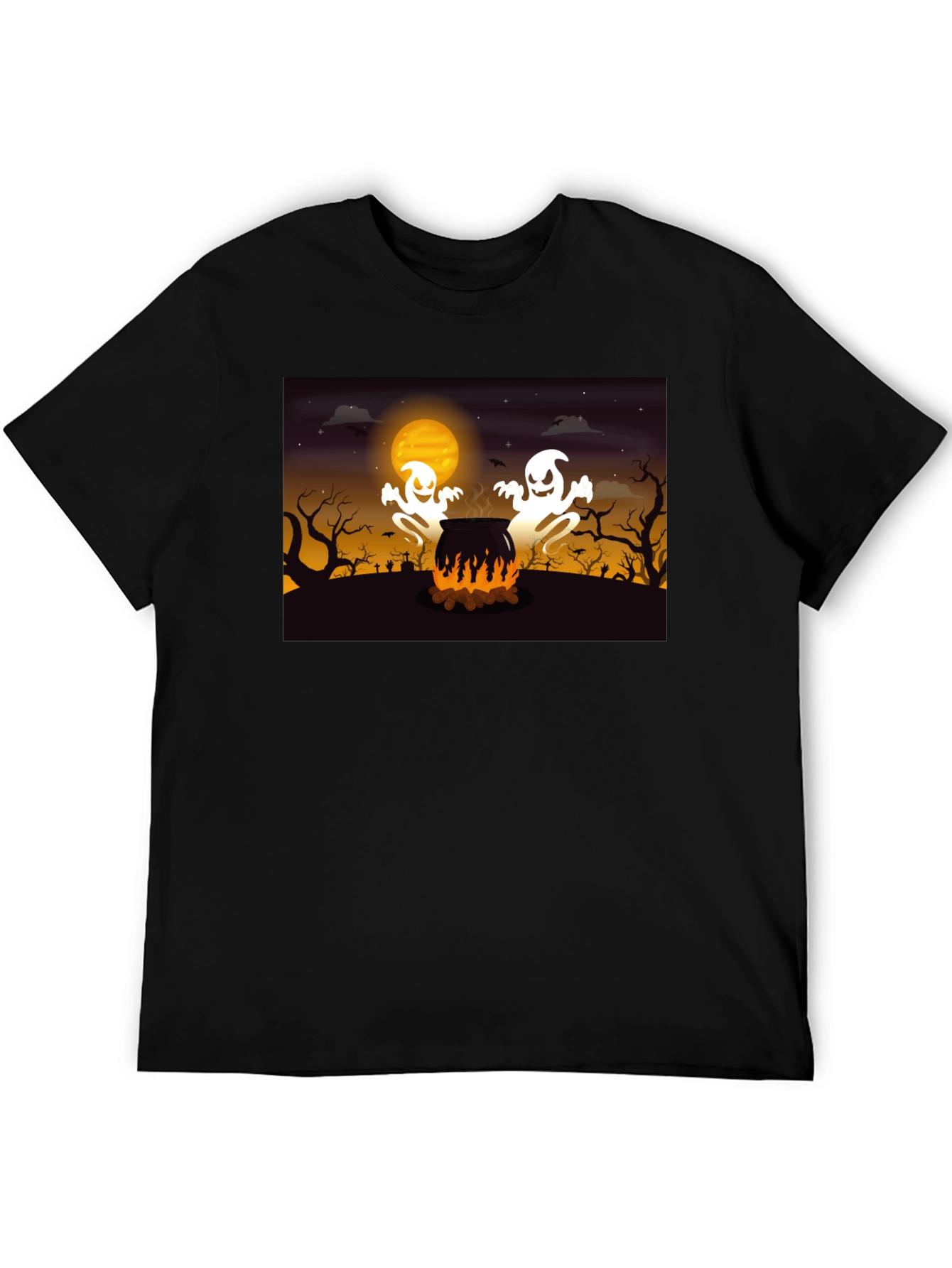 Black Spooky Ghosts Halloween T-Shirt view 5