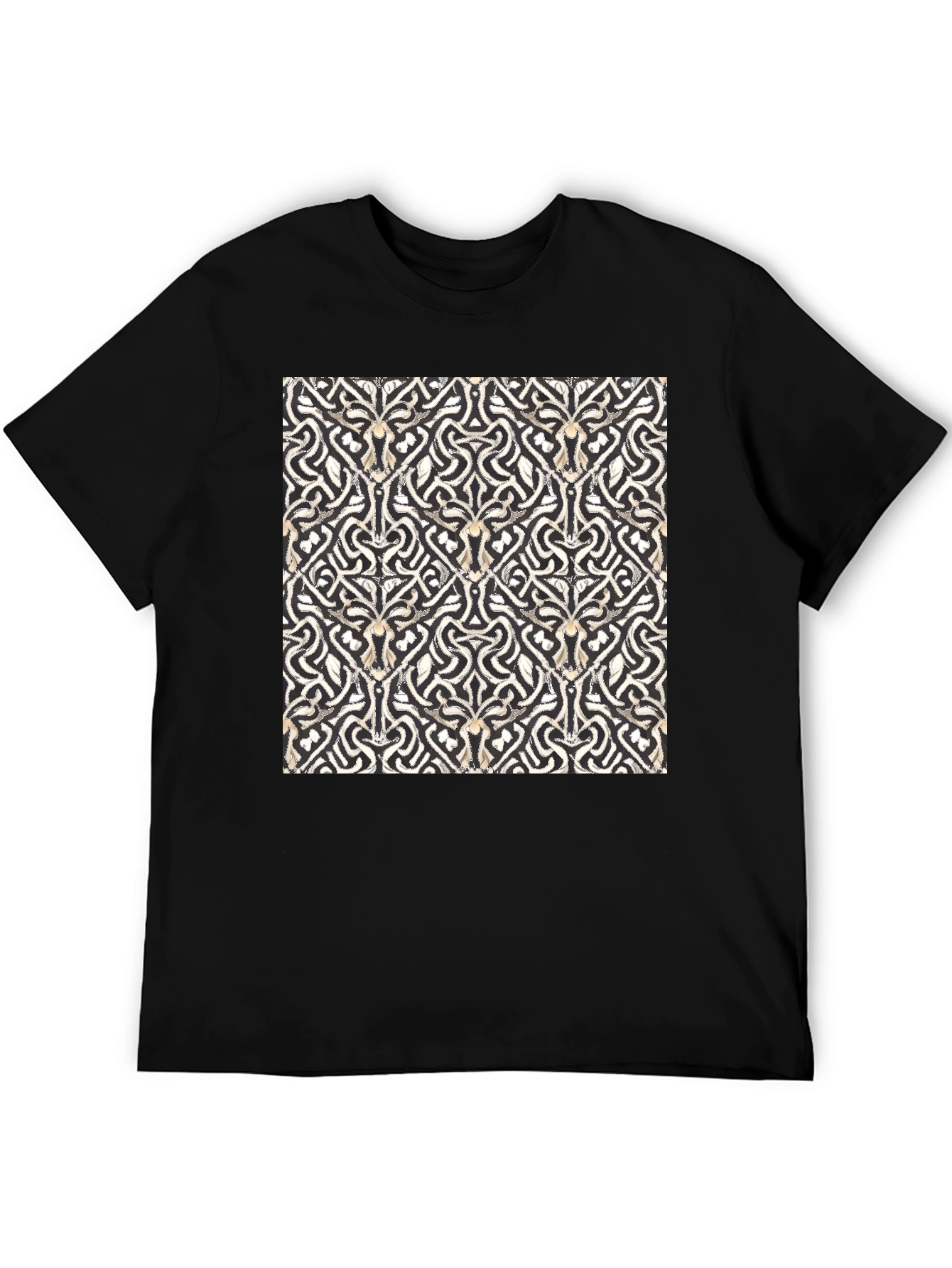 Black Abstract Pattern Black T-Shirt view 5