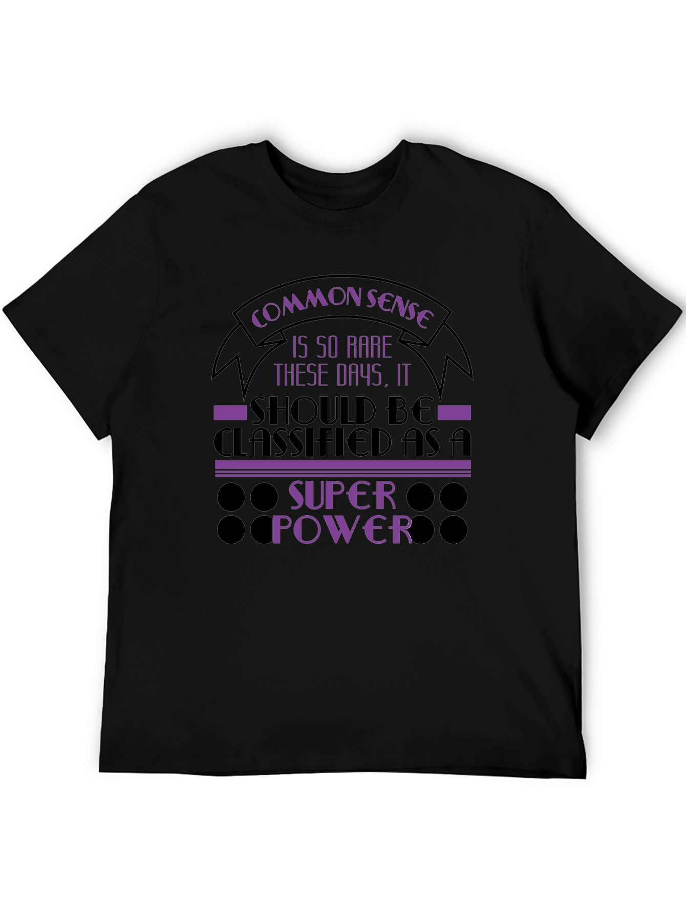 Black Common Sense Super Power Graphic T-Shirt view 5