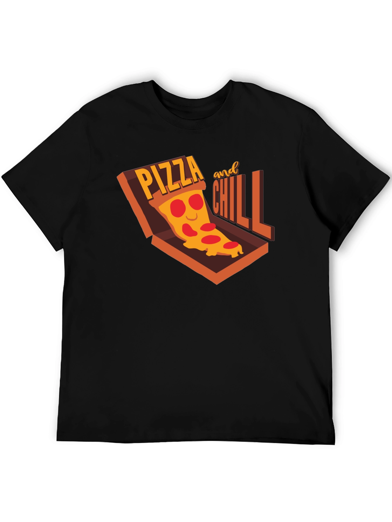 Black Pizza and Chill Graphic T-Shirt - Casual Comfort view 5