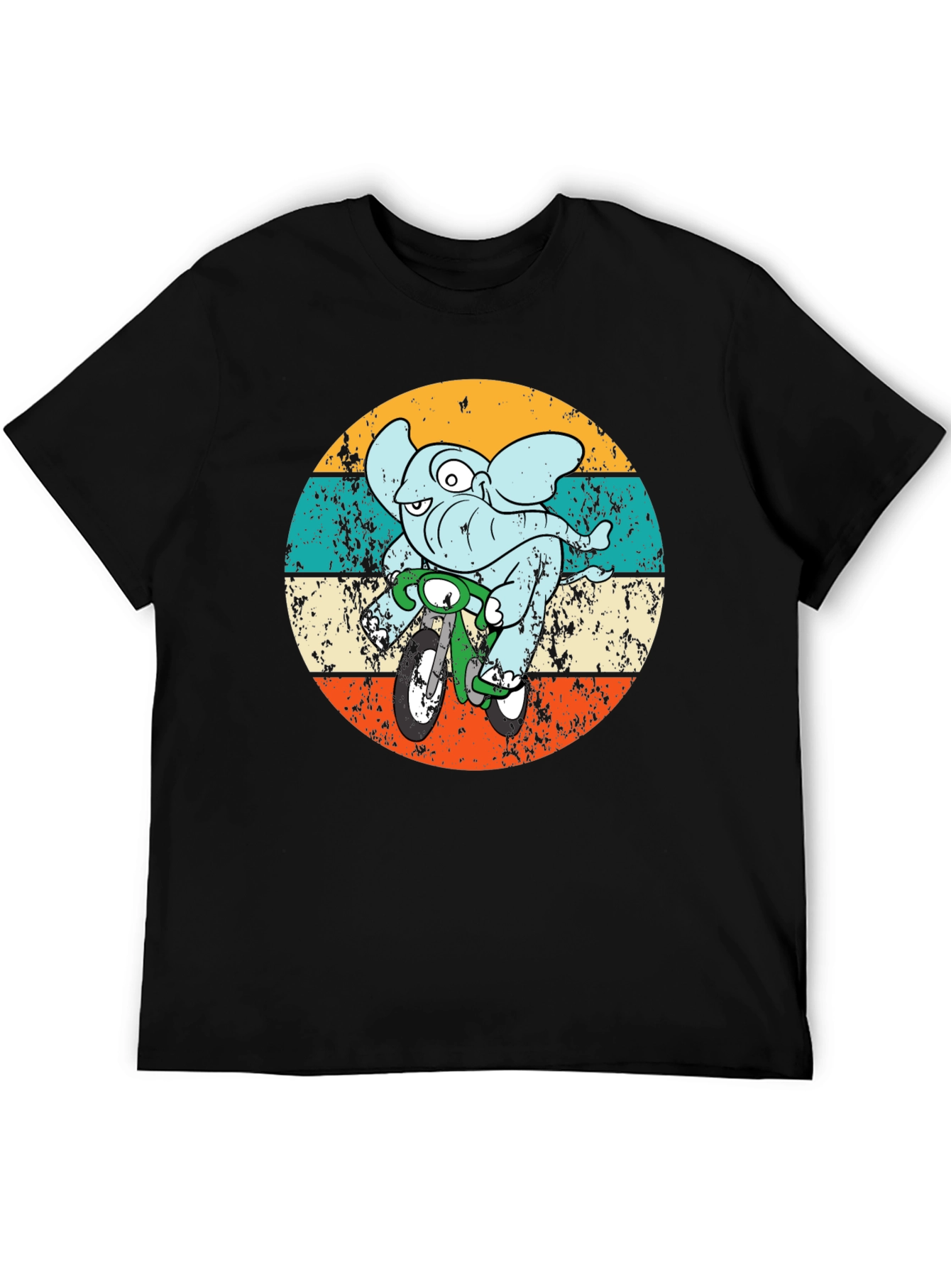 Black Elephant on Bike Graphic T-Shirt view 5