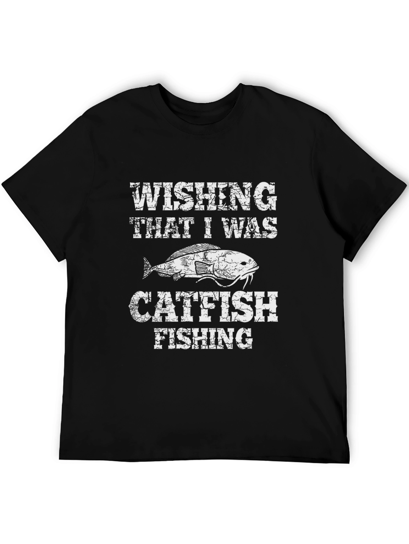 Black Catfish Fishing T-Shirt - Wishing That I Was Tee view 5
