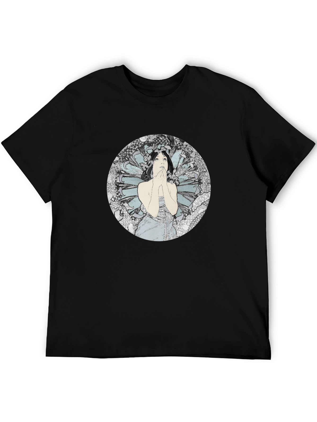Black Art Nouveau Woman Graphic Tee - Black view 5