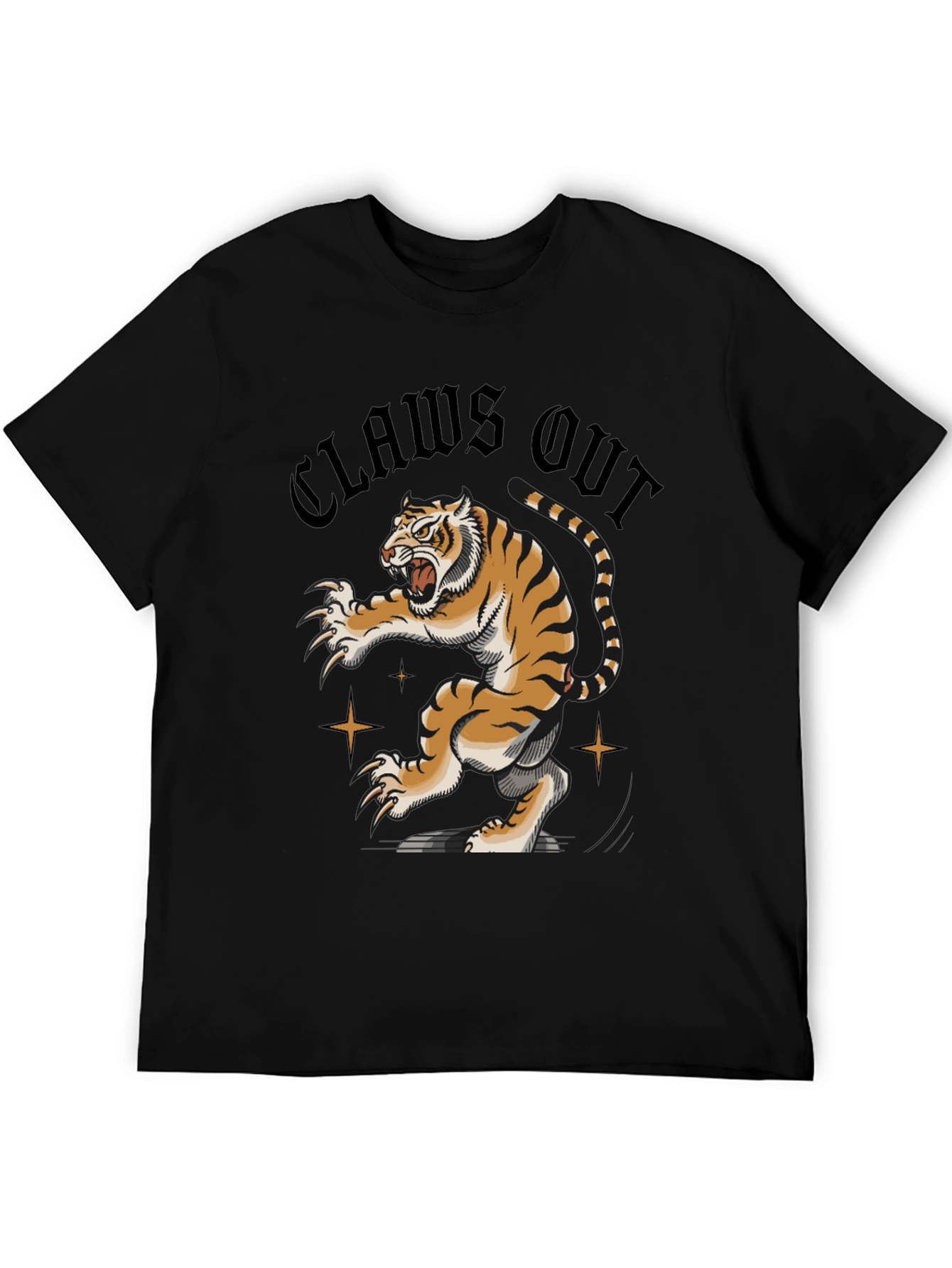Black Claws Out Tiger Graphic Tee - Black view 5