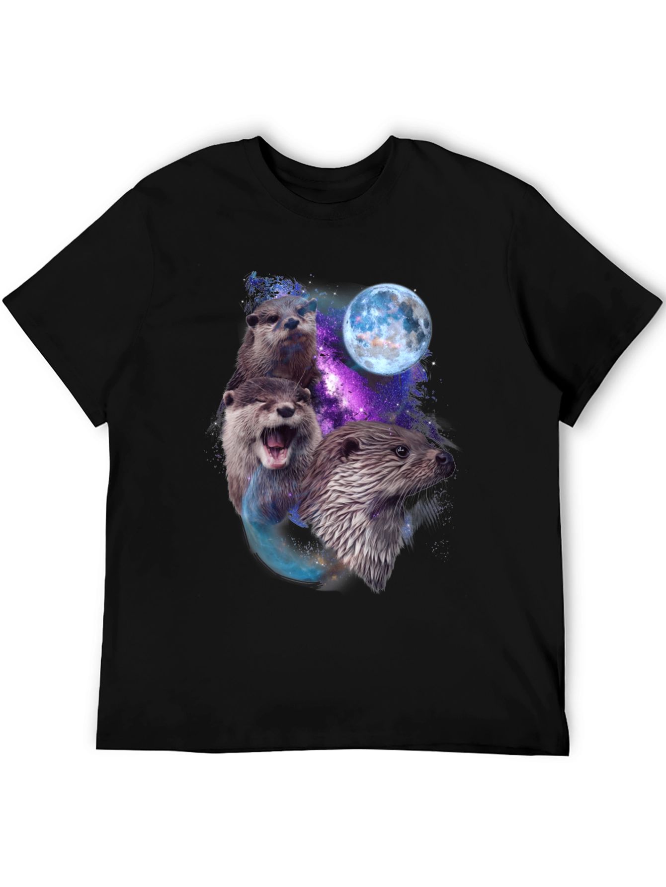 Black Otter Galaxy Graphic T-Shirt view 5