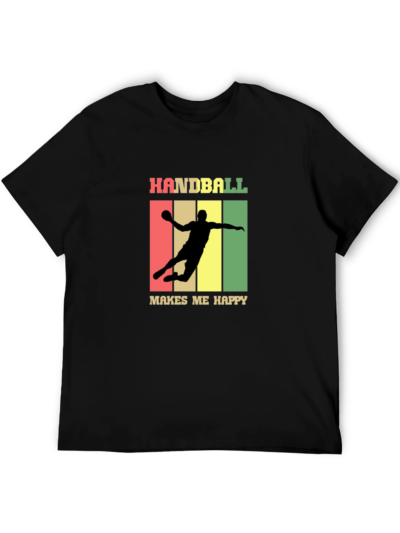 Black Handball Makes Me Happy T-Shirt - Black view 5