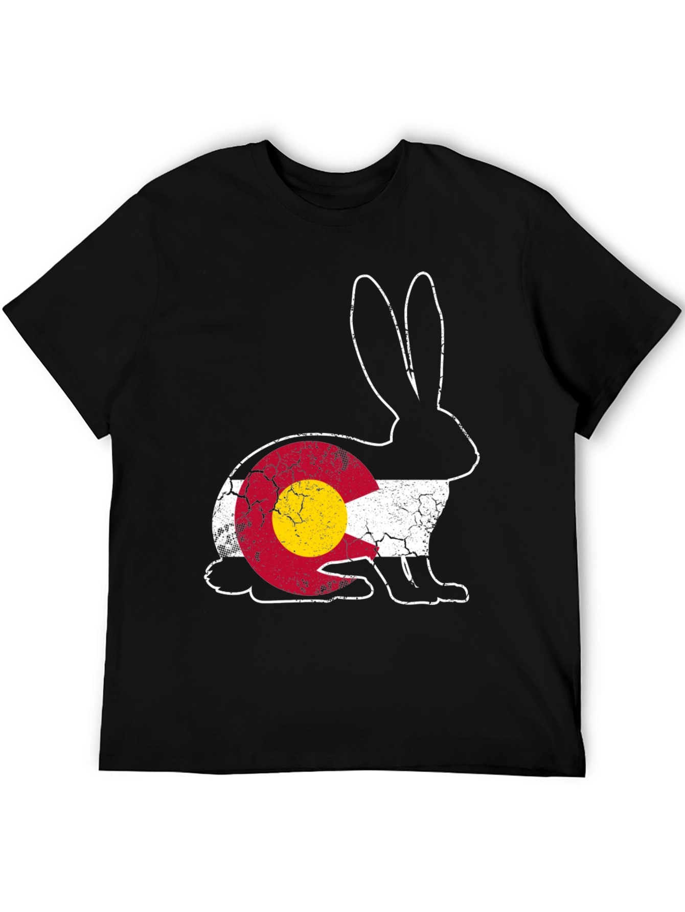Black Colorado Flag Rabbit Graphic Tee view 5