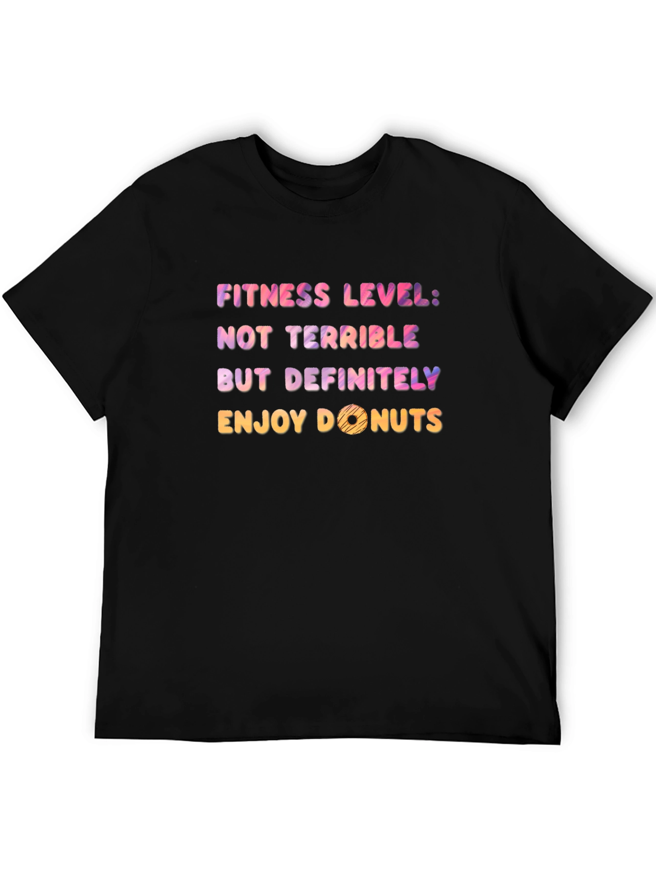 Black Funny Fitness Level Donuts Graphic Tee view 5