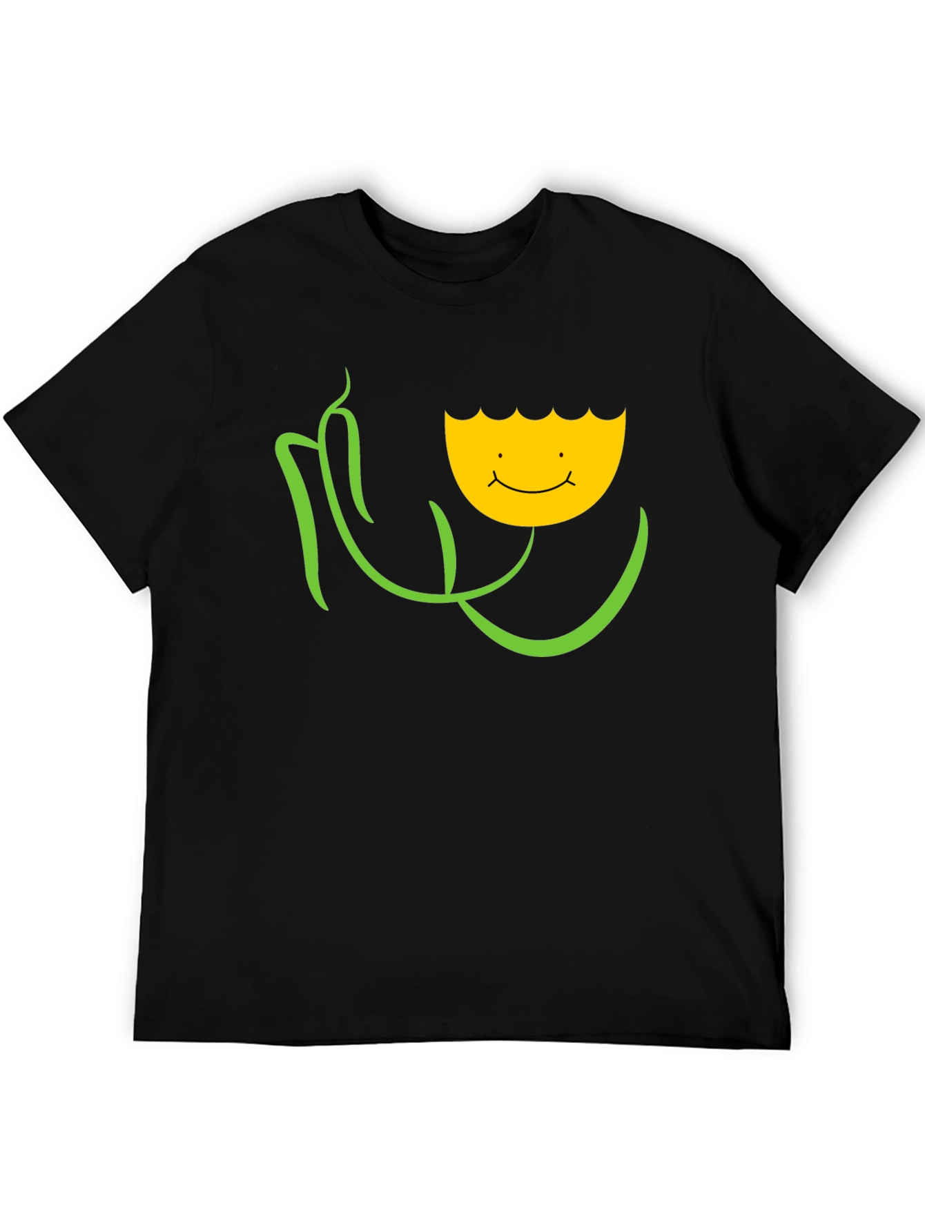 Black Smiling Flower Graphic Tee - Black view 5
