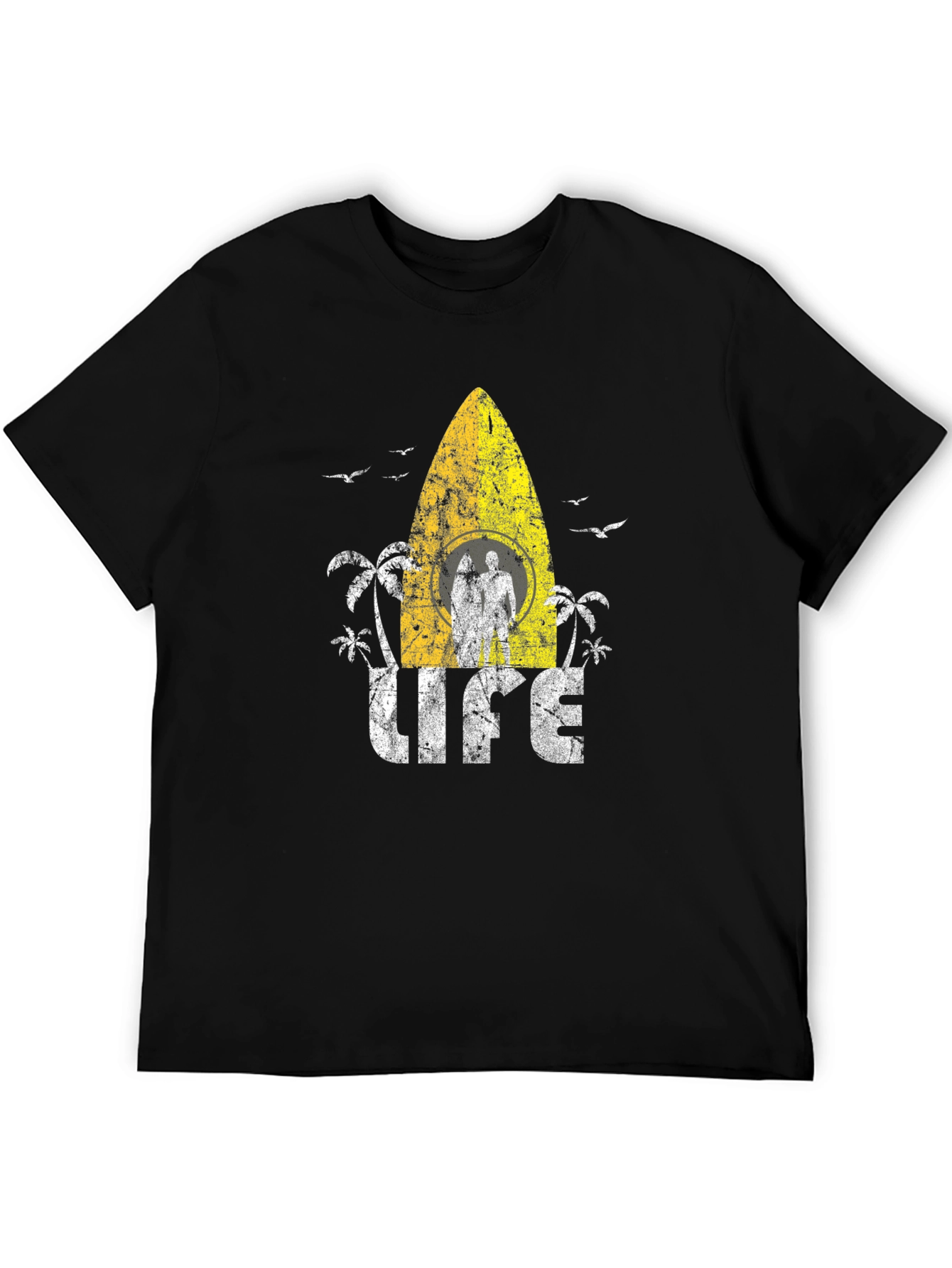 Black Surf Life T-Shirt - Distressed Design view 5