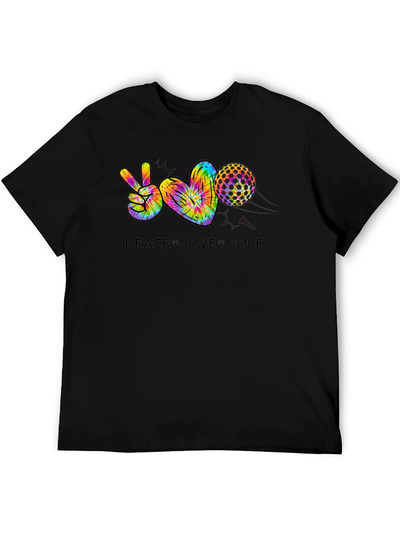 Black Peace Love Golf T-Shirt view 5