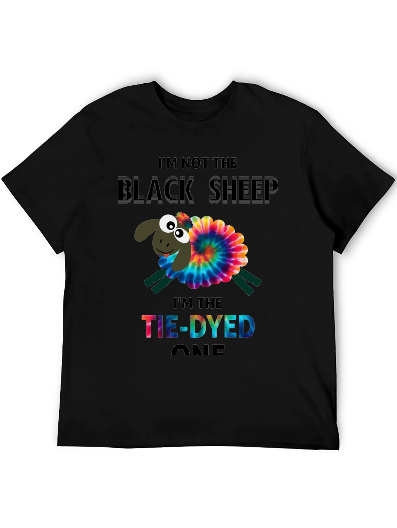 Black Tie-Dyed Sheep Graphic Tee view 5