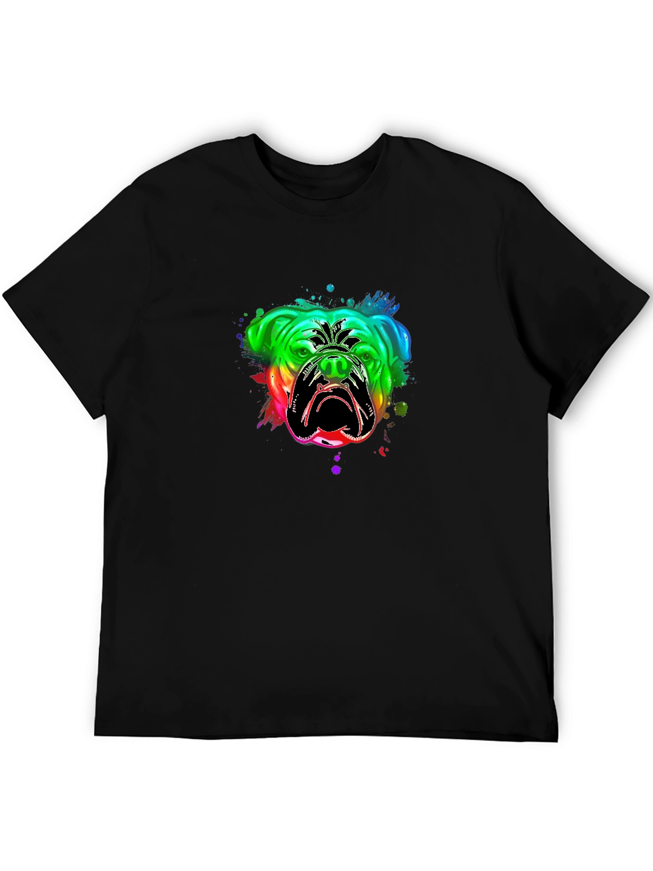 Black Bulldog Rainbow Graphic T-Shirt - Black view 5