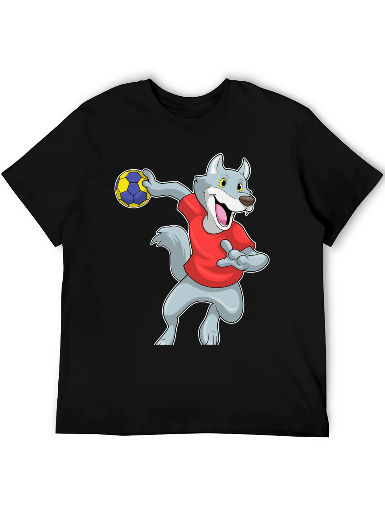 Black Wolf Handball Player Graphic T-Shirt view 5