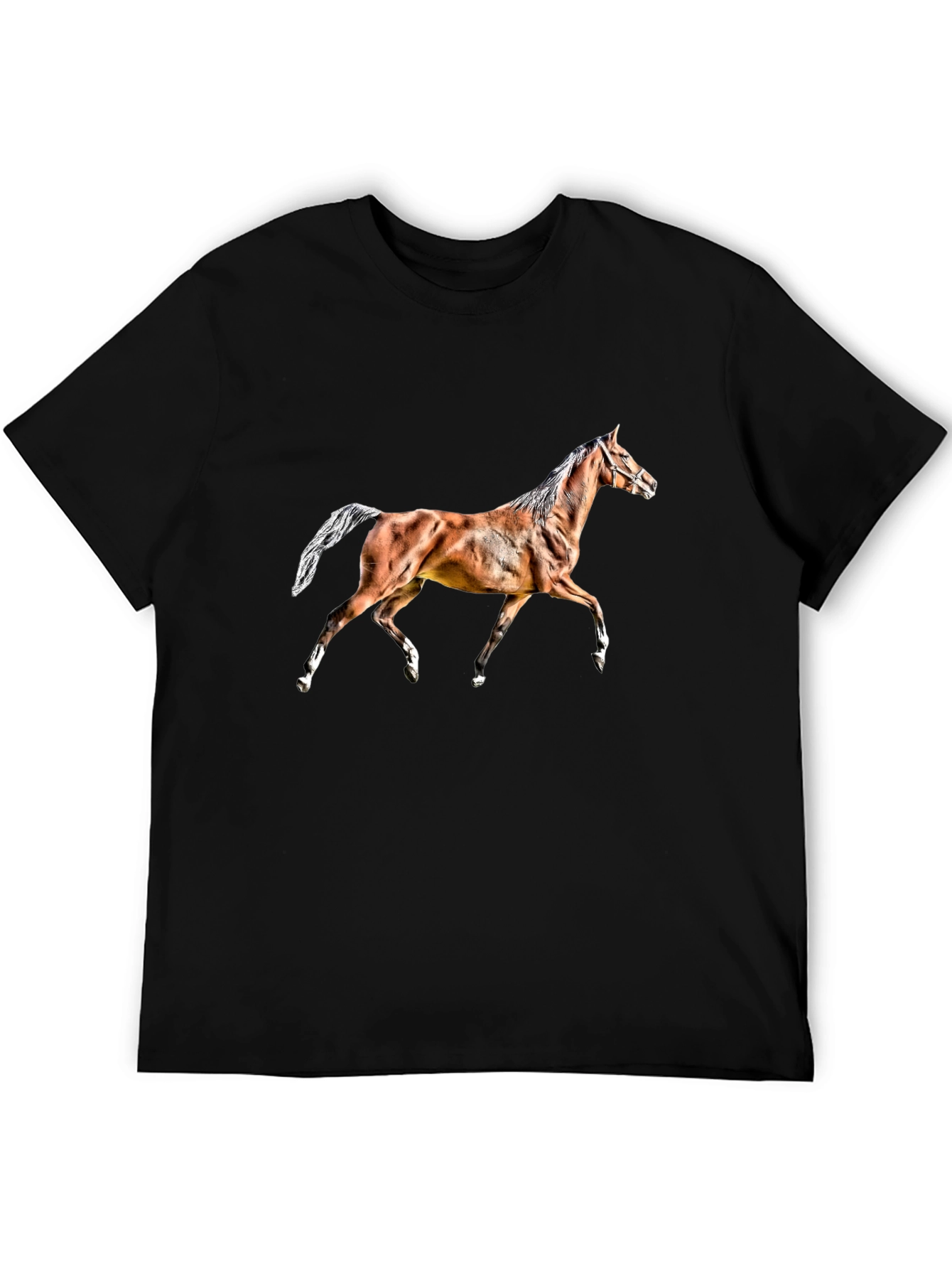 Black Horse Graphic Tee - Black Cotton T-Shirt view 5