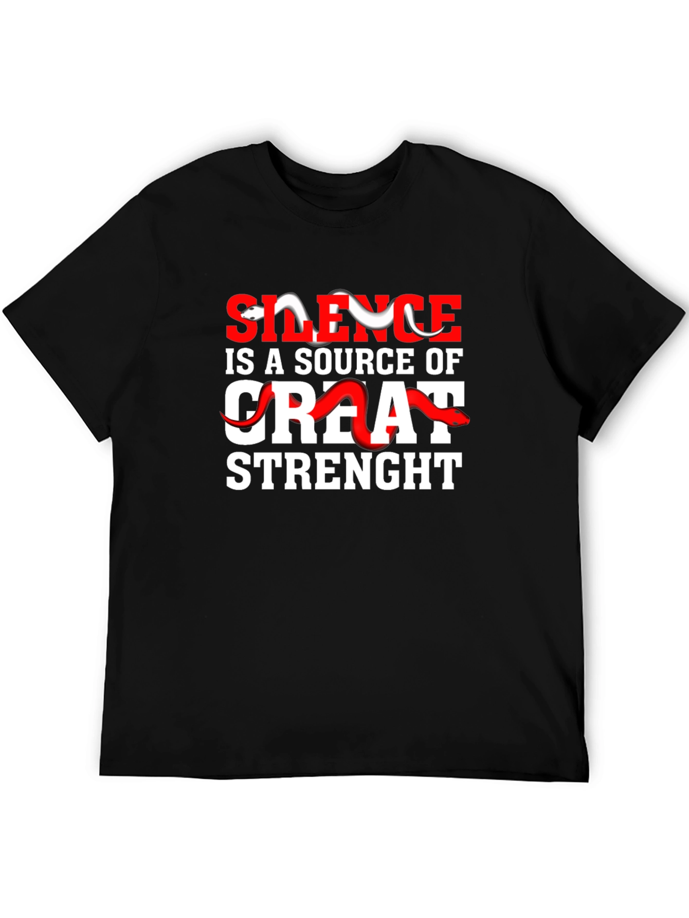 Black Silence is Strength Graphic T-Shirt view 5