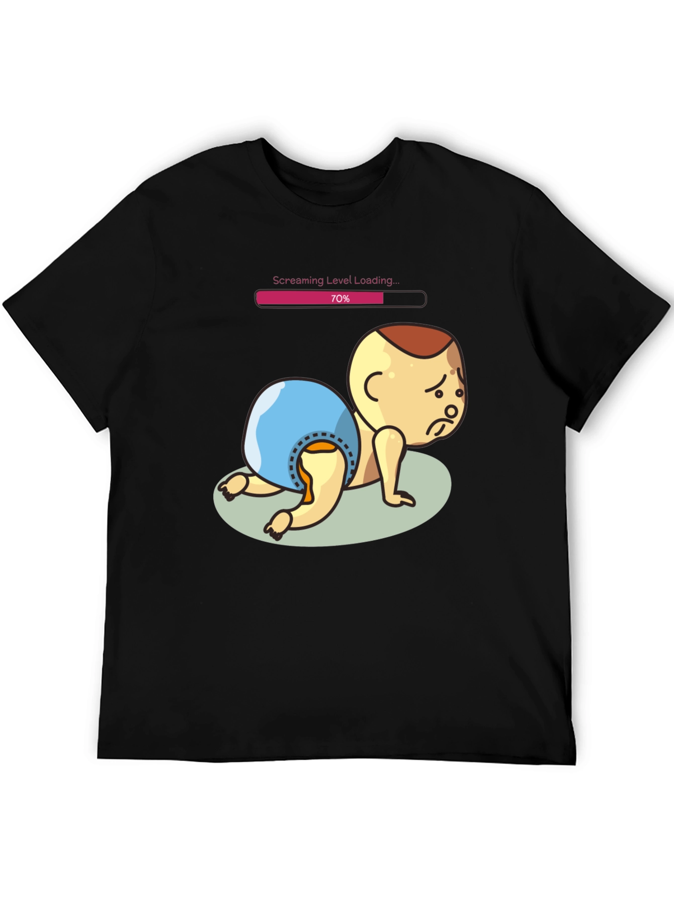 Black Screaming Level Loading Baby Graphic T-Shirt view 5