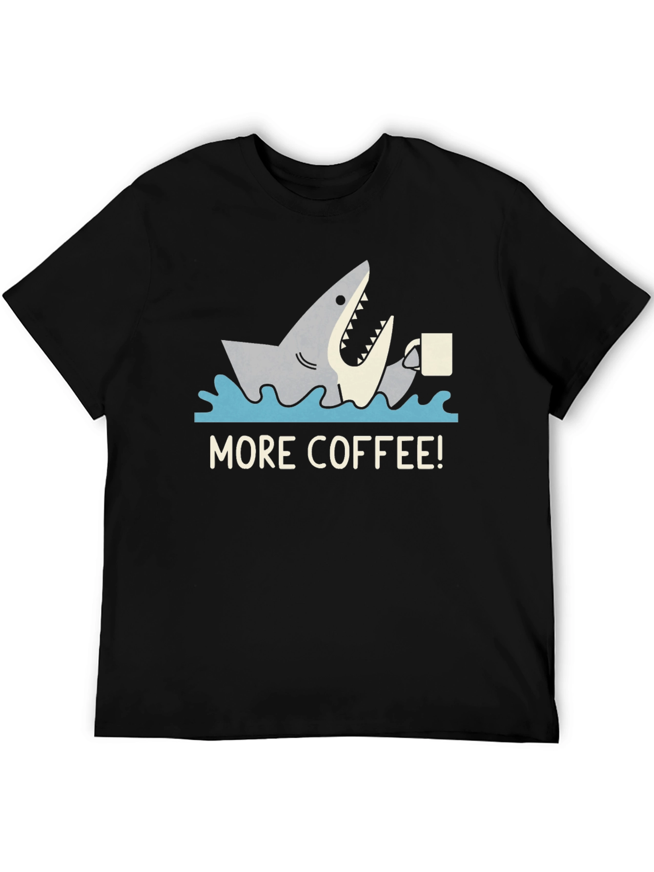 Black More Coffee Shark Graphic Tee - Black Cotton T-Shirt view 5