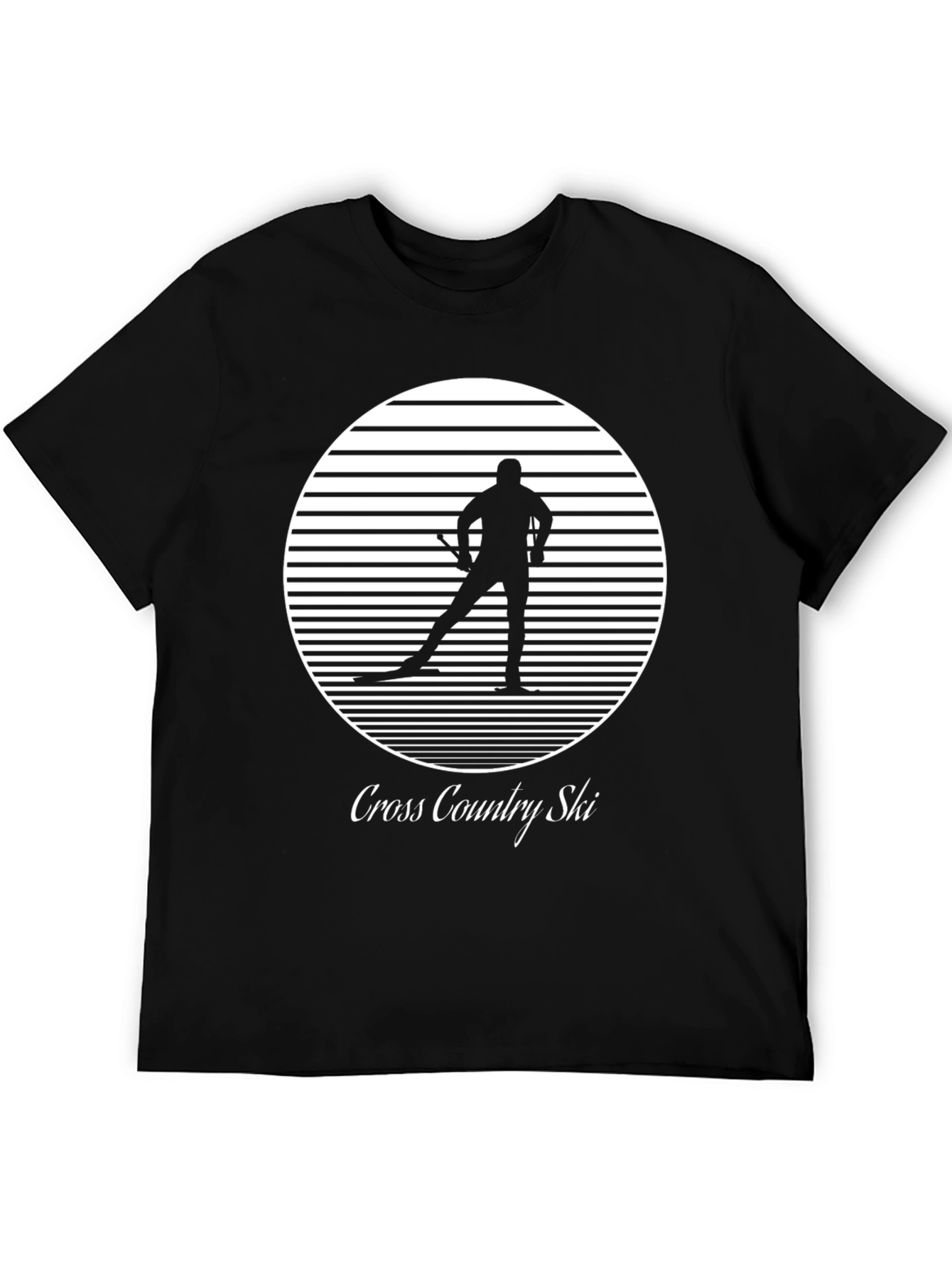 Black Cross Country Ski T-Shirt - Retro Style view 5