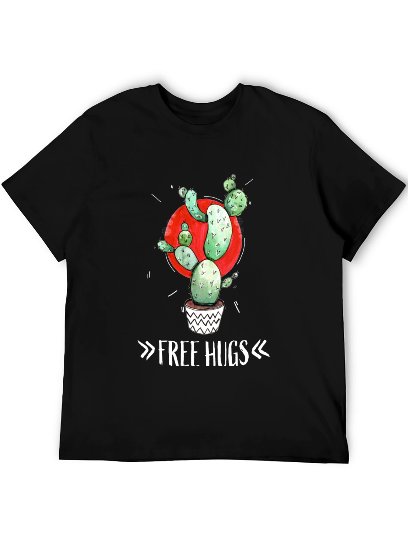 Black Cactus Graphic Tee - Free Hugs T-Shirt view 5