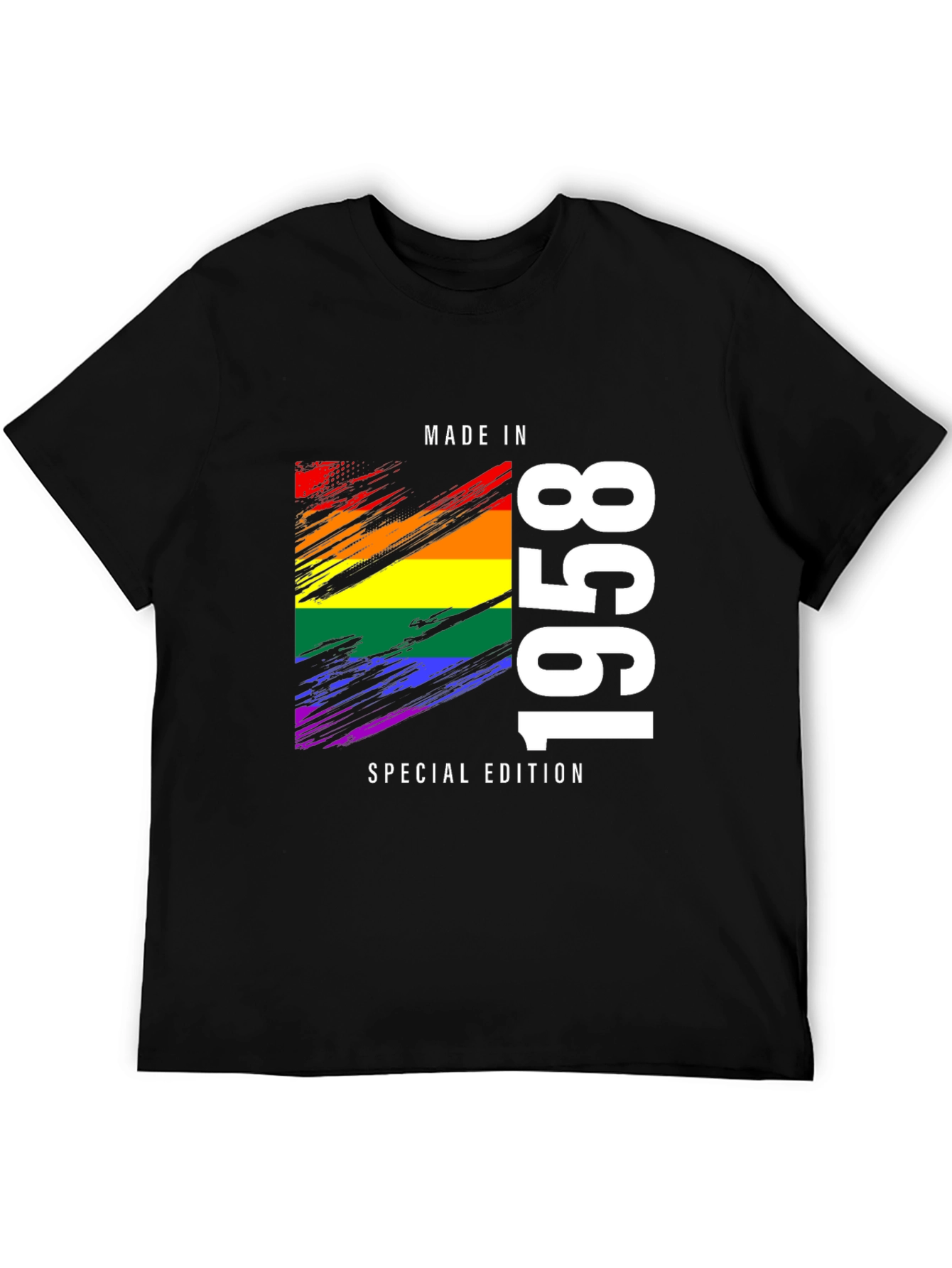 Black Made in 1958 Rainbow Pride T-Shirt view 5