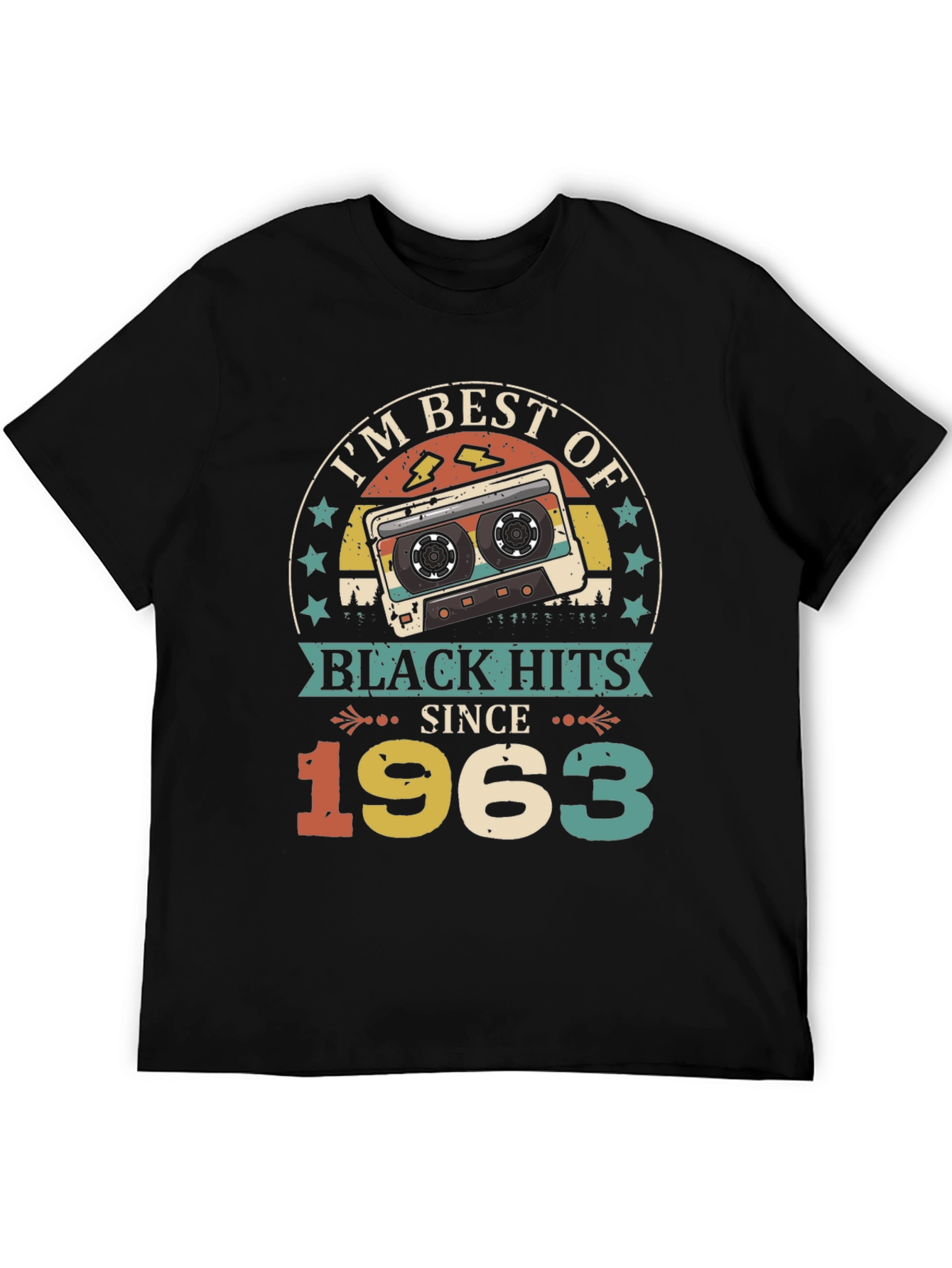 Black Best of Black Hits Since 1963 Cassette Tape T-Shirt view 5