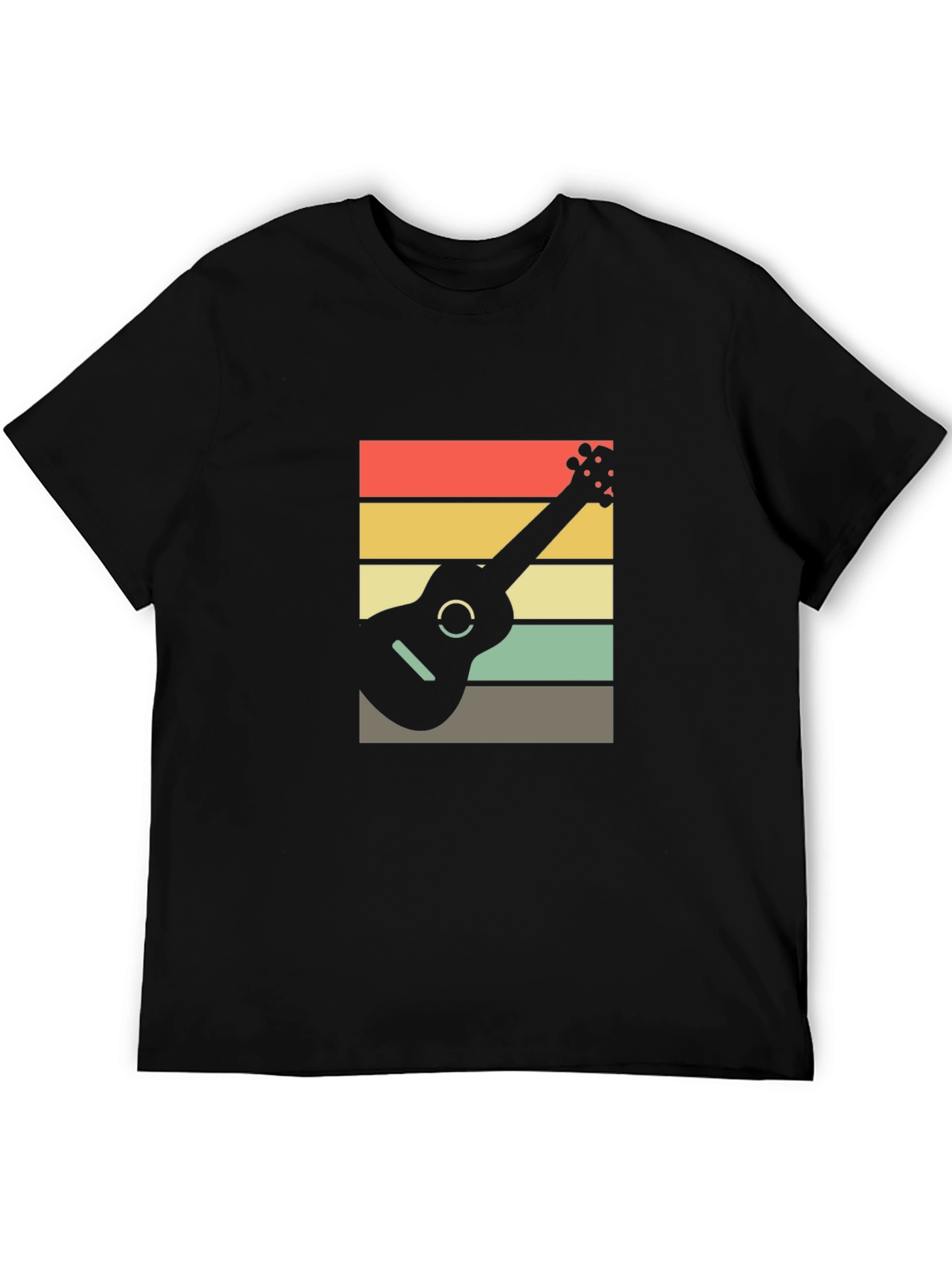 Black Retro Ukulele T-Shirt - Cool Musical Tee view 5