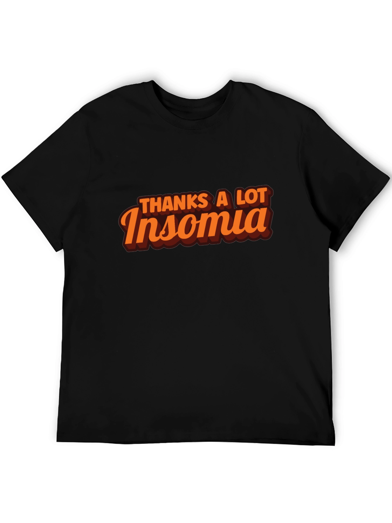 Black Thanks A Lot Insomnia Black Graphic T-Shirt view 5